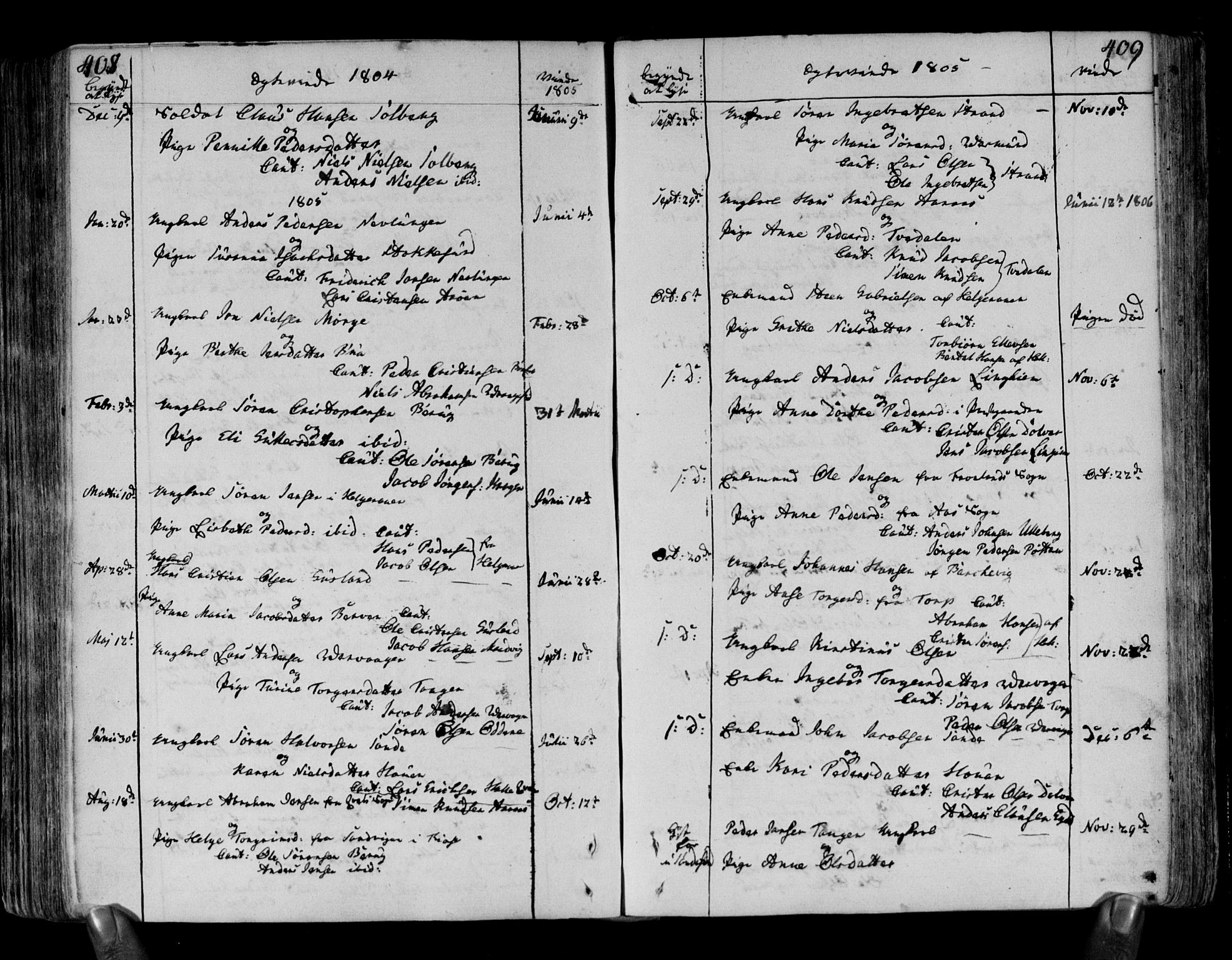 Brunlanes kirkebøker, SAKO/A-342/F/Fa/L0002: Parish register (official) no. I 2, 1802-1834, p. 408-409