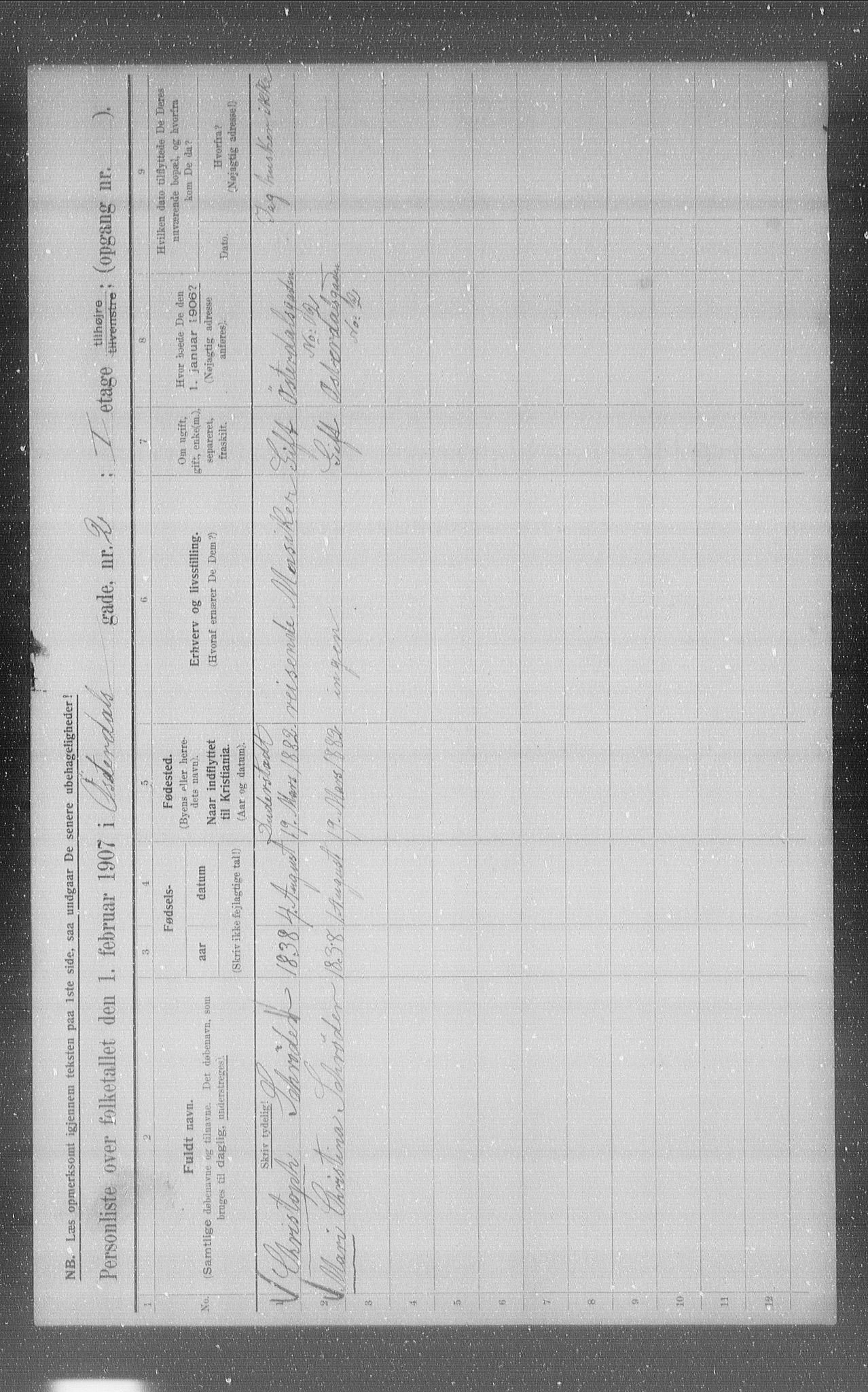 OBA, Municipal Census 1907 for Kristiania, 1907, p. 65543