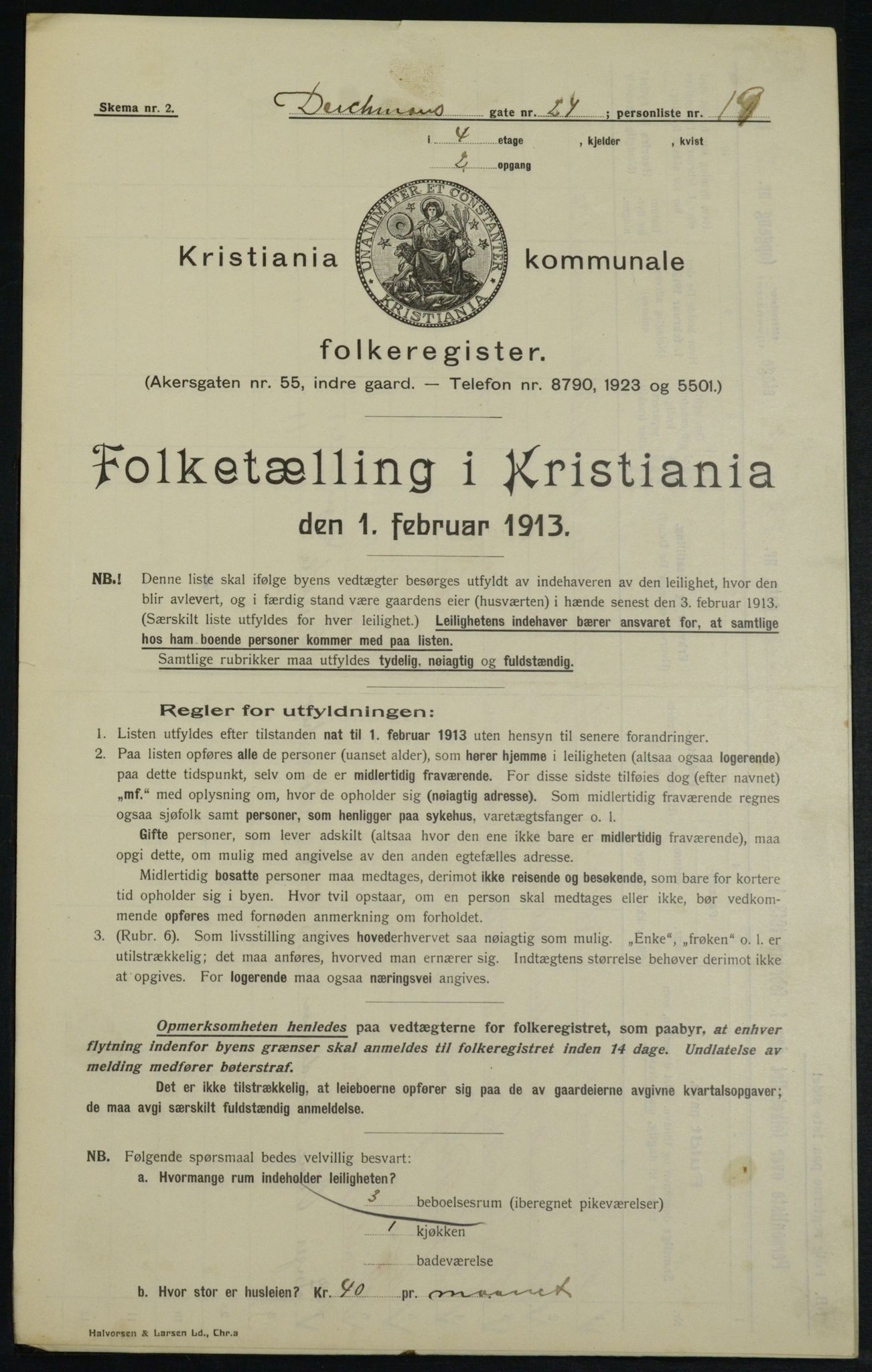 OBA, Municipal Census 1913 for Kristiania, 1913, p. 15873