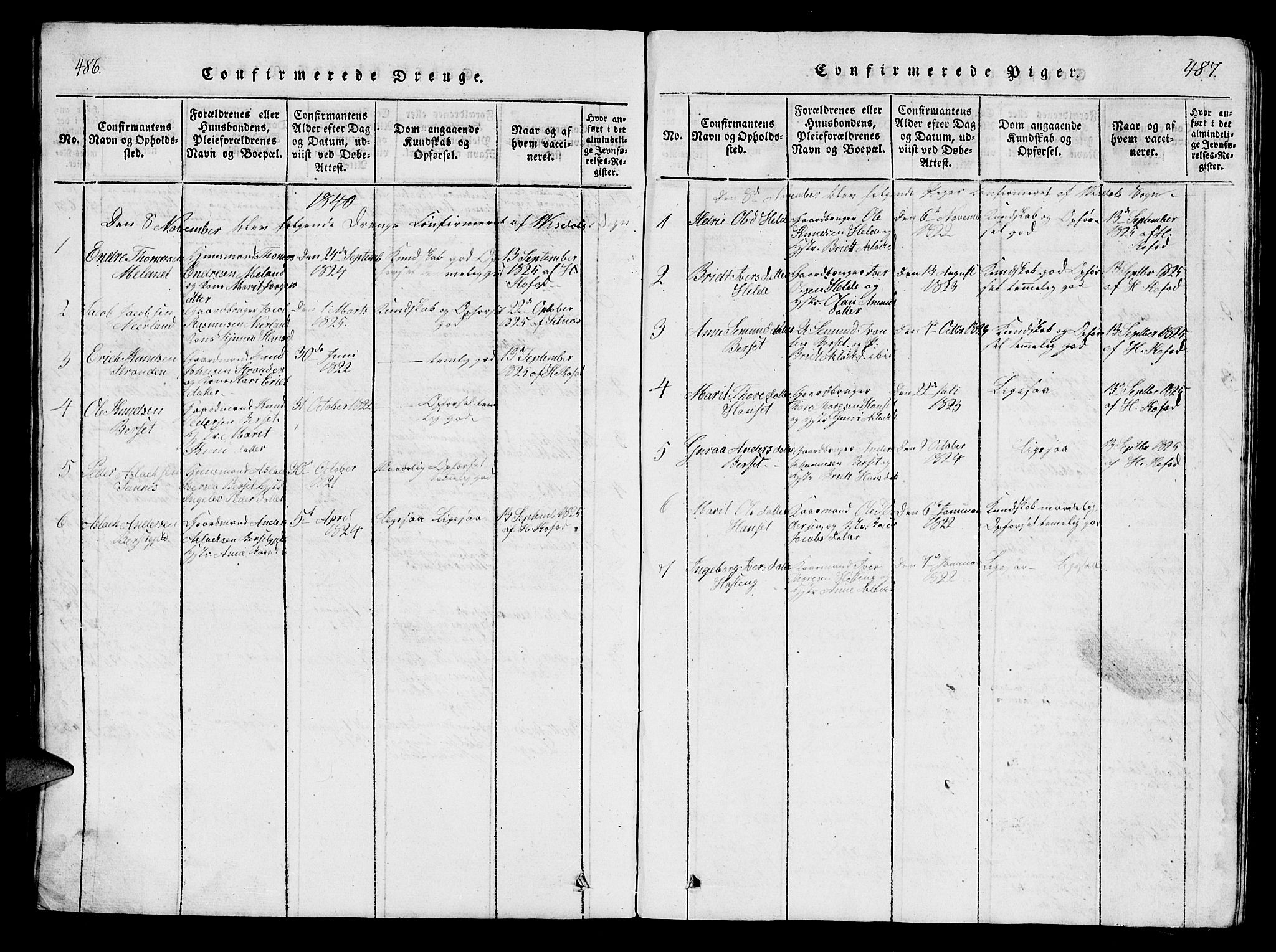 Ministerialprotokoller, klokkerbøker og fødselsregistre - Møre og Romsdal, SAT/A-1454/554/L0644: Parish register (copy) no. 554C01, 1818-1851, p. 486-487