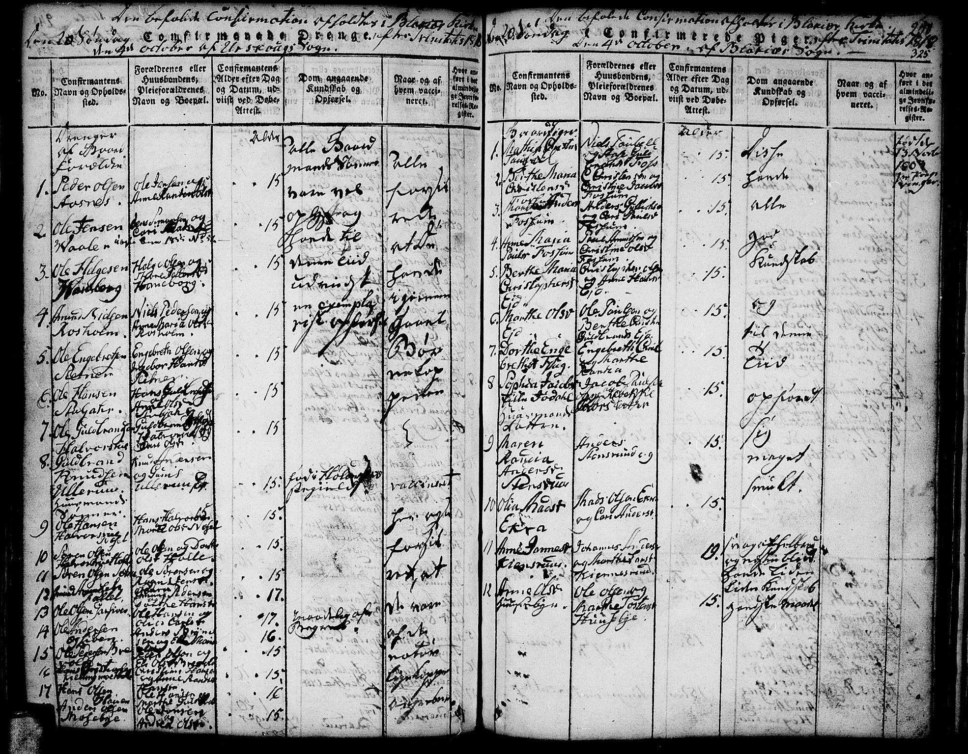 Aurskog prestekontor Kirkebøker, SAO/A-10304a/F/Fa/L0005: Parish register (official) no. I 5, 1814-1829, p. 325
