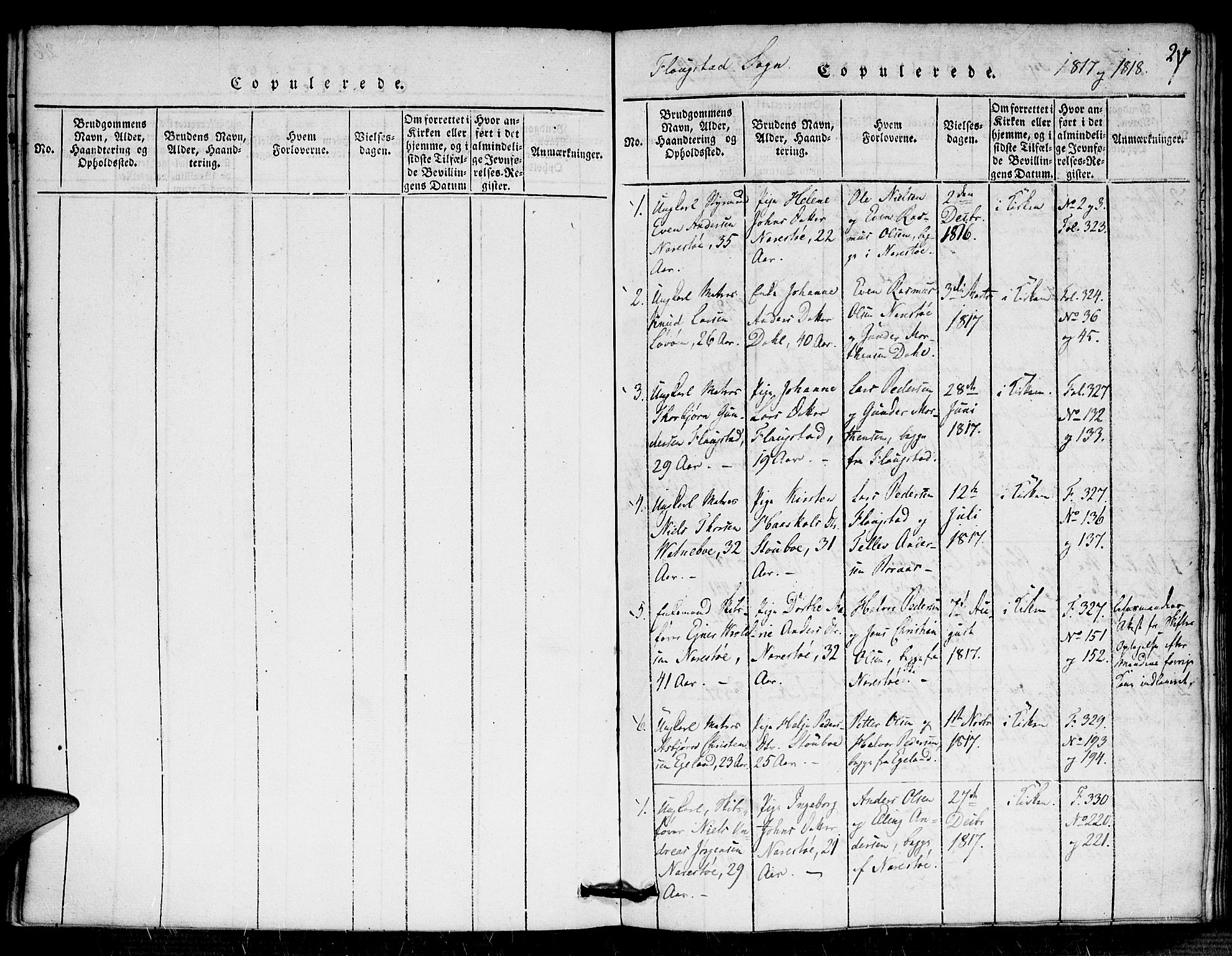 Dypvåg sokneprestkontor, SAK/1111-0007/F/Fa/Faa/L0003: Parish register (official) no. A 3 /2, 1817-1824, p. 217