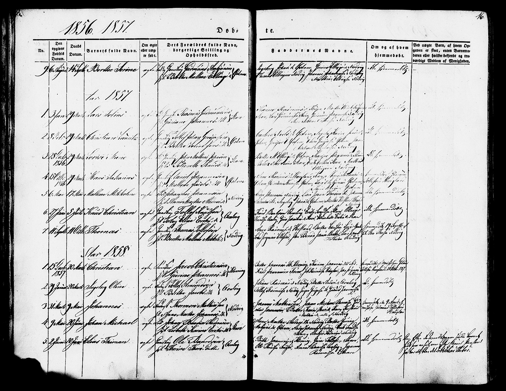 Torvastad sokneprestkontor, SAST/A -101857/H/Ha/Haa/L0007: Parish register (official) no. A 7, 1838-1882, p. 16