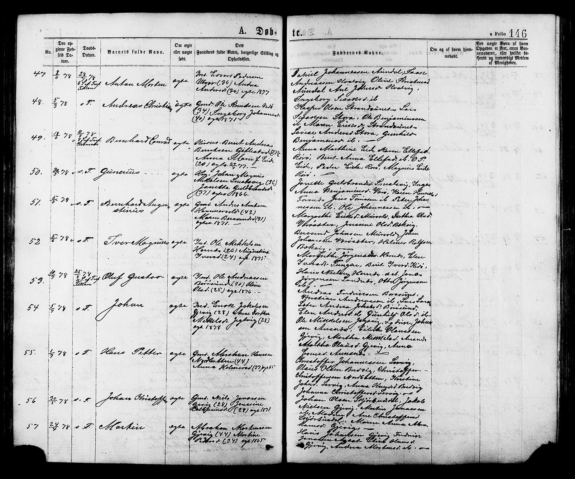 Ministerialprotokoller, klokkerbøker og fødselsregistre - Sør-Trøndelag, SAT/A-1456/634/L0532: Parish register (official) no. 634A08, 1871-1881, p. 146