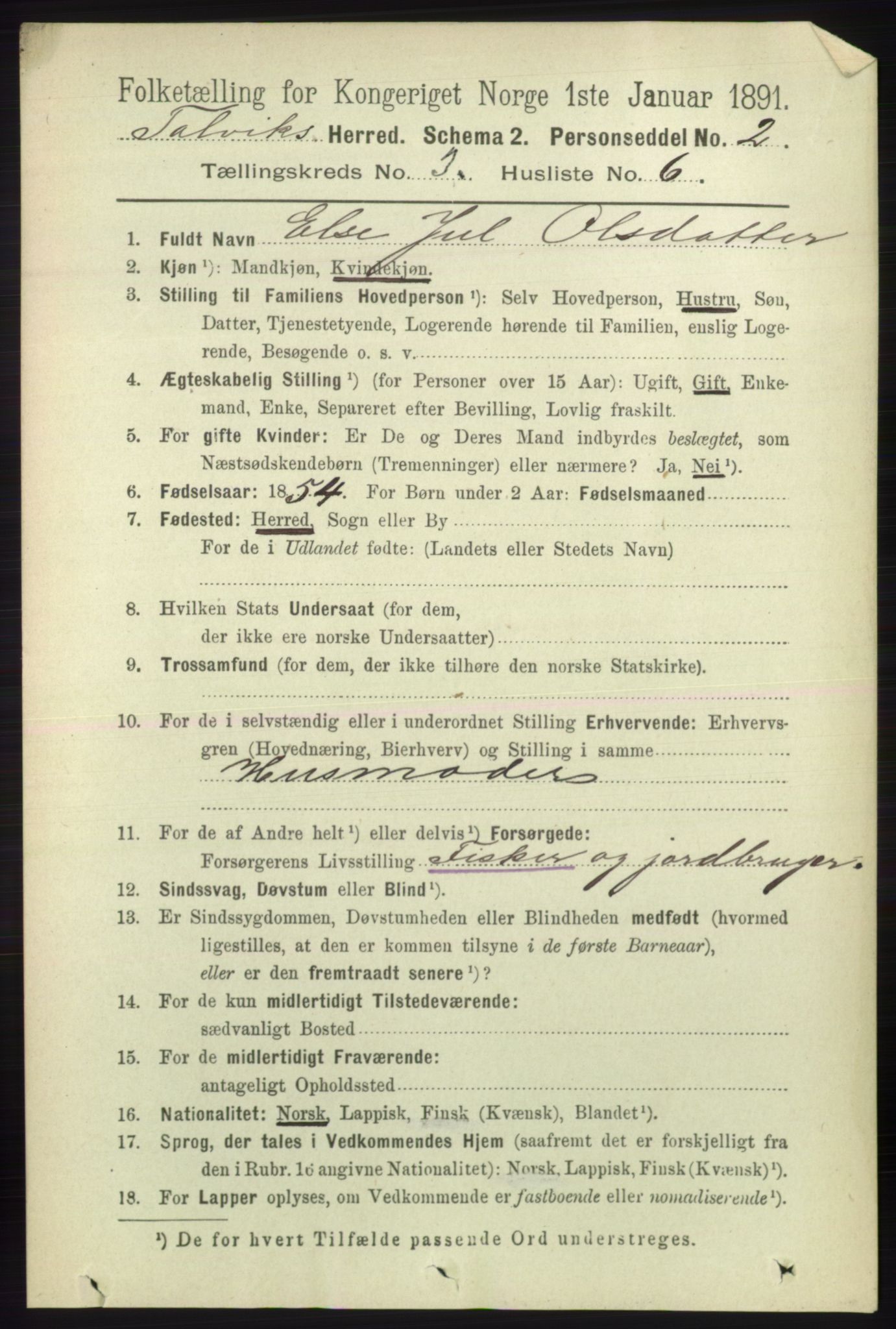 RA, 1891 census for 2013 Talvik, 1891, p. 749