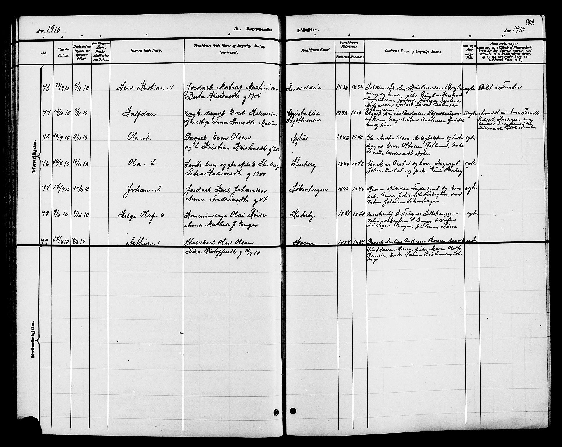 Romedal prestekontor, AV/SAH-PREST-004/L/L0012: Parish register (copy) no. 12, 1896-1914, p. 98