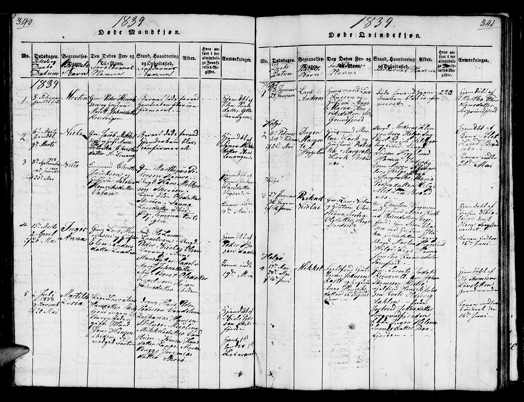 Karlsøy sokneprestembete, SATØ/S-1299/H/Ha/Hab/L0001klokker: Parish register (copy) no. 1, 1821-1840, p. 340-341