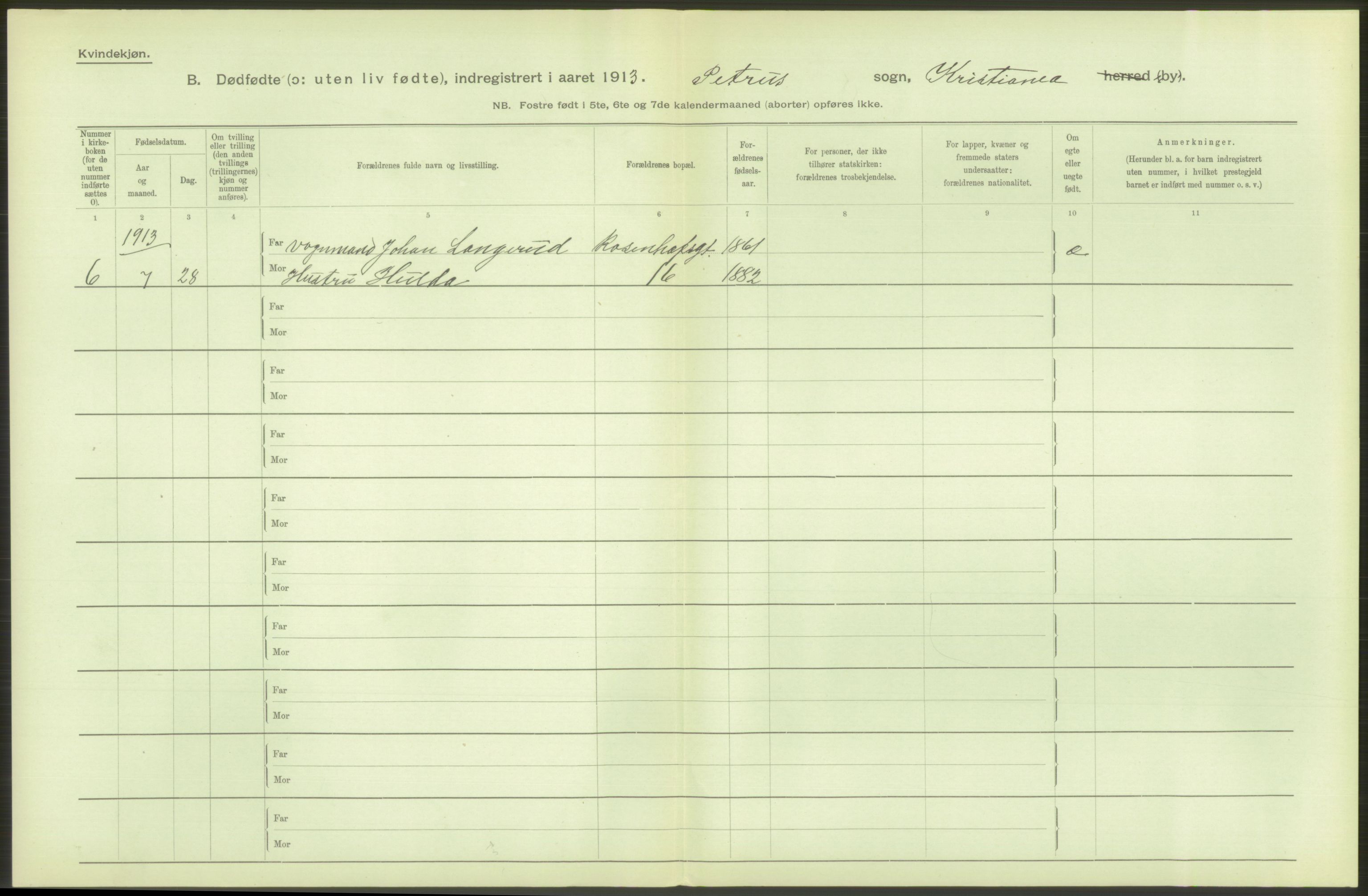 Statistisk sentralbyrå, Sosiodemografiske emner, Befolkning, AV/RA-S-2228/D/Df/Dfb/Dfbc/L0010: Kristiania: Døde, dødfødte., 1913, p. 136