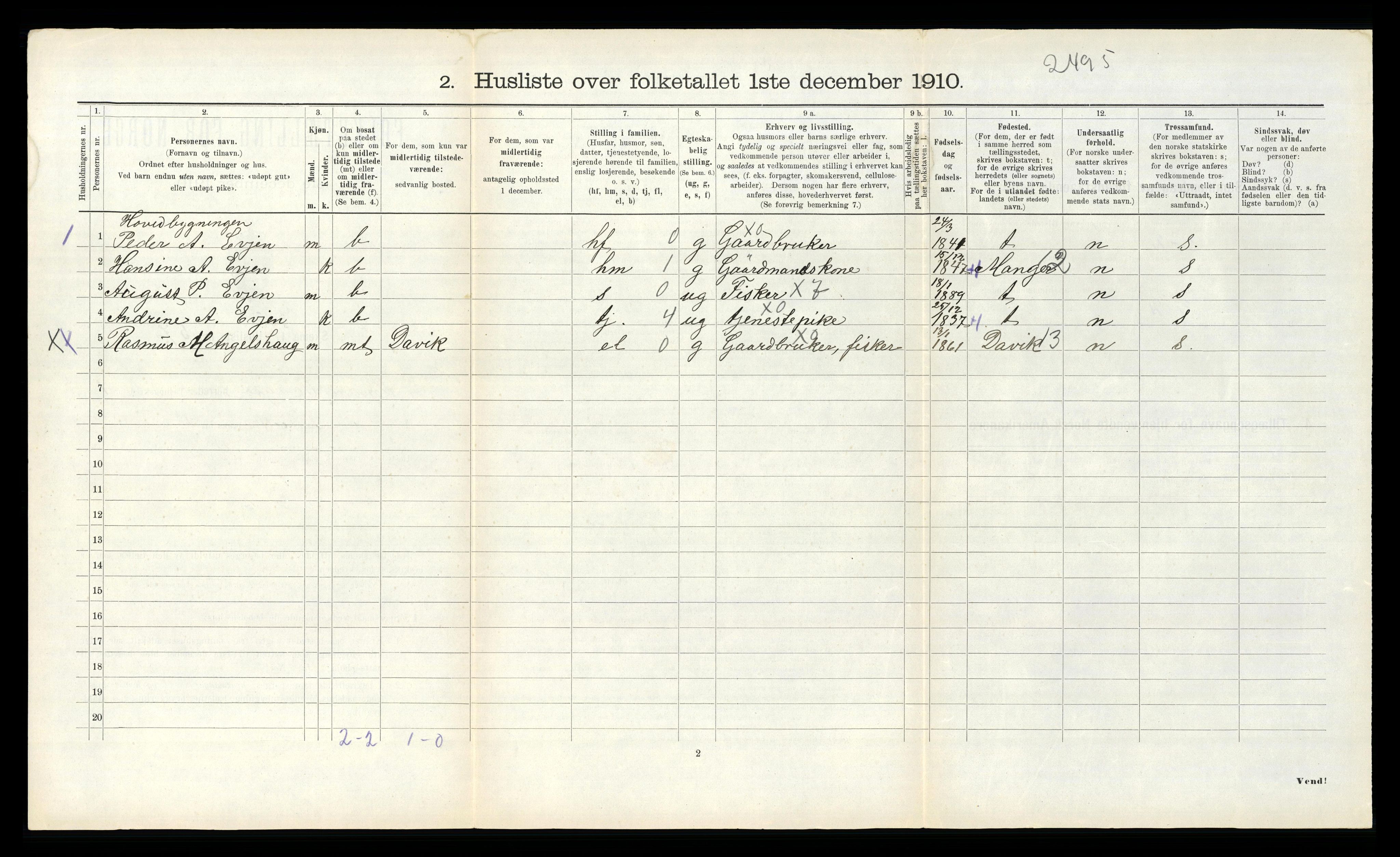 RA, 1910 census for Sør-Vågsøy, 1910, p. 133