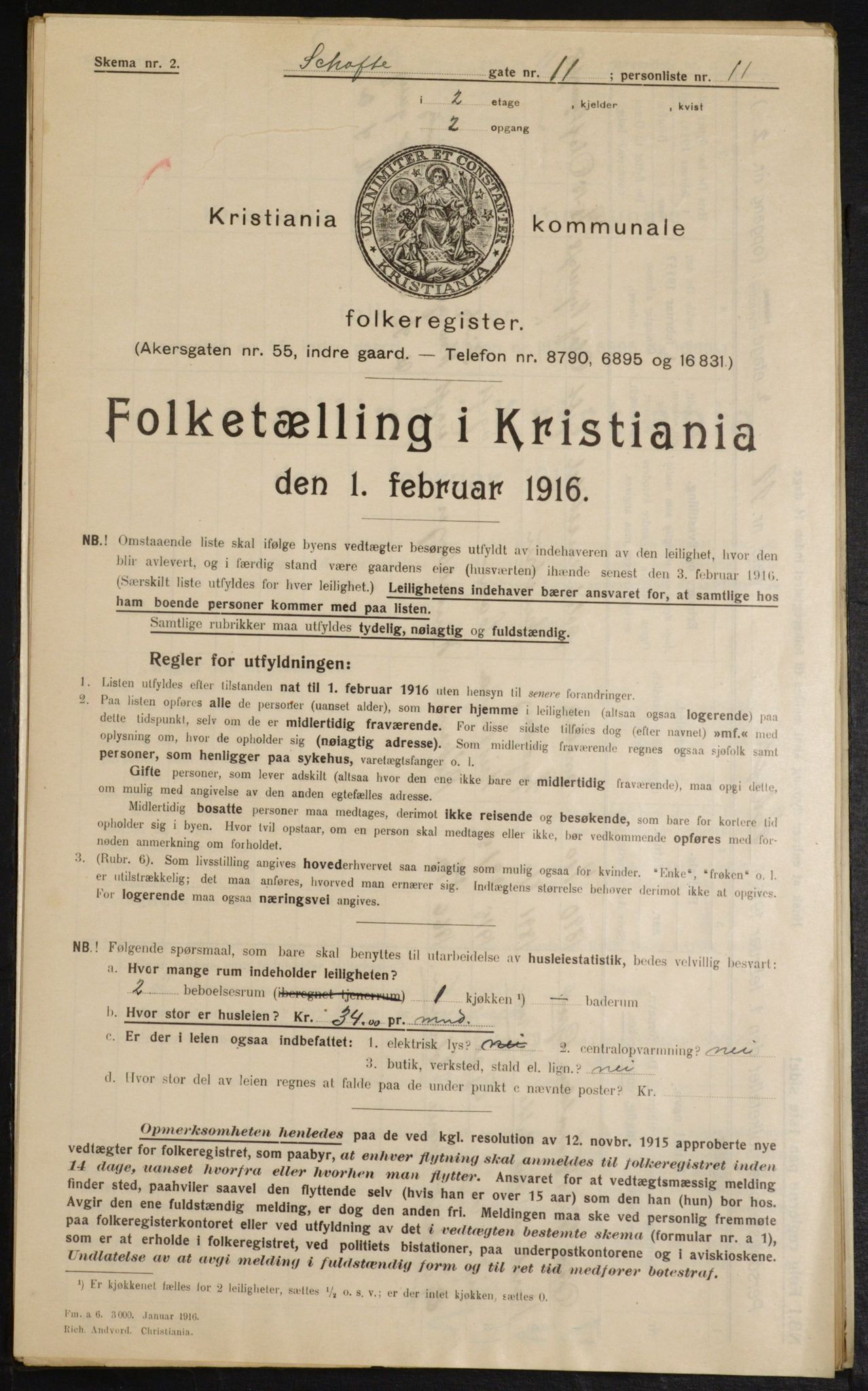 OBA, Municipal Census 1916 for Kristiania, 1916, p. 91600