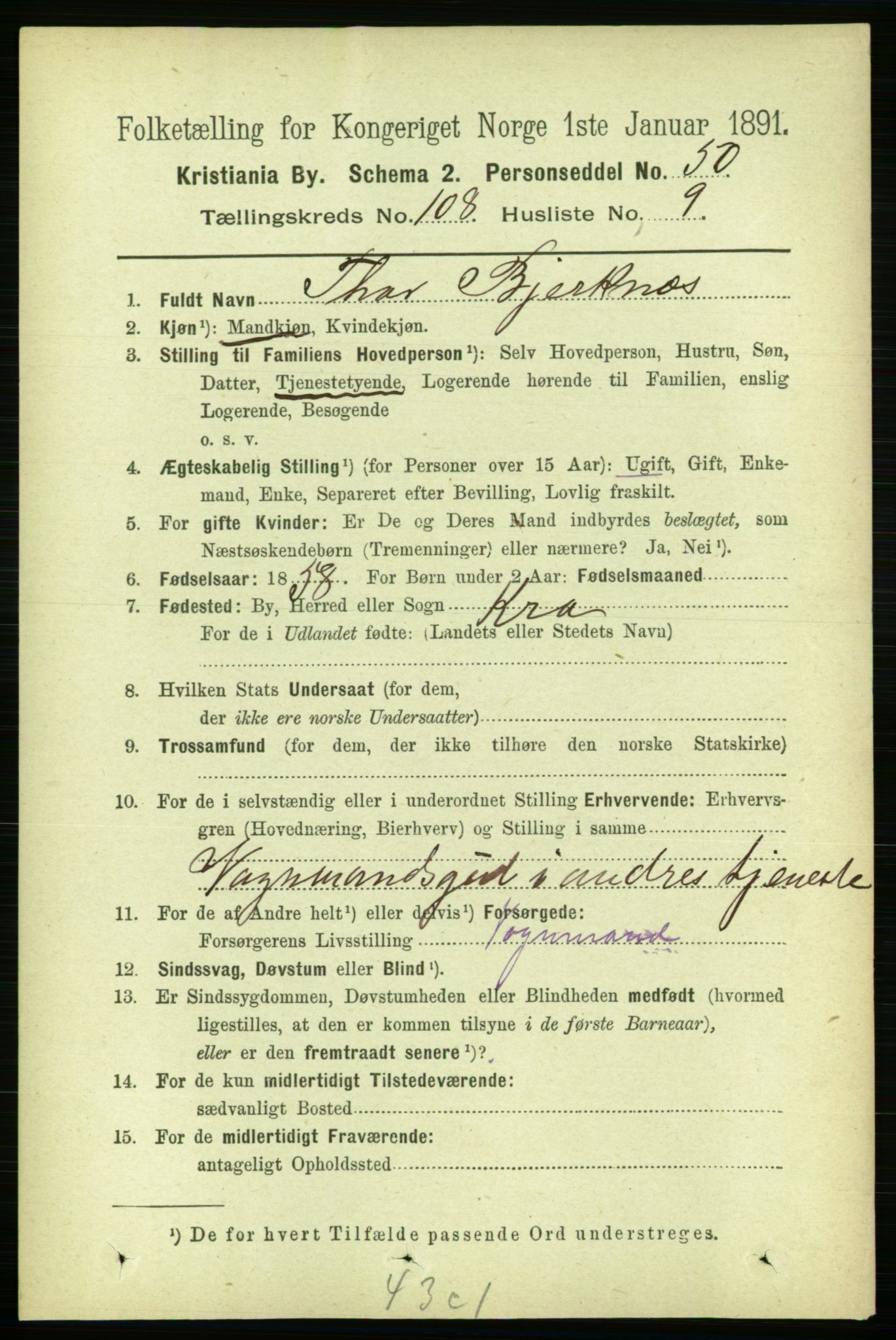 RA, 1891 census for 0301 Kristiania, 1891, p. 55783