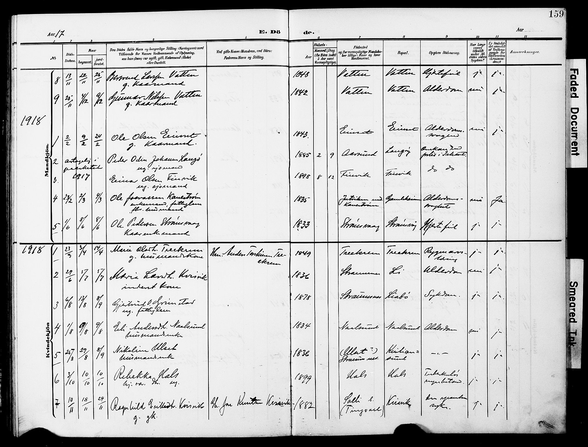 Ministerialprotokoller, klokkerbøker og fødselsregistre - Møre og Romsdal, AV/SAT-A-1454/587/L1001: Parish register (copy) no. 587C01, 1906-1927, p. 159