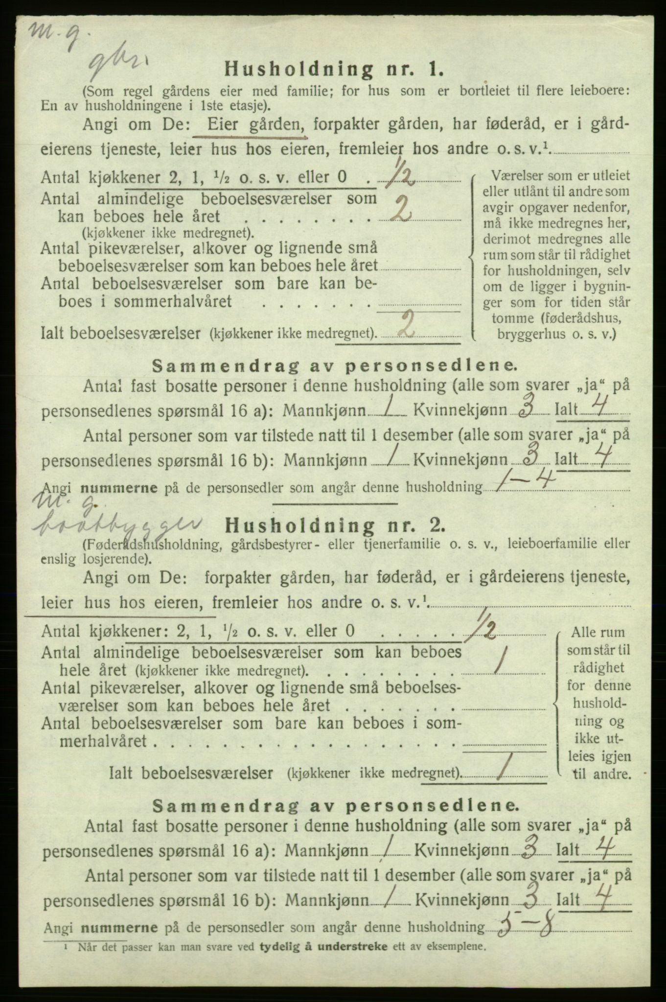 SAB, 1920 census for Kvinnherad, 1920, p. 2825