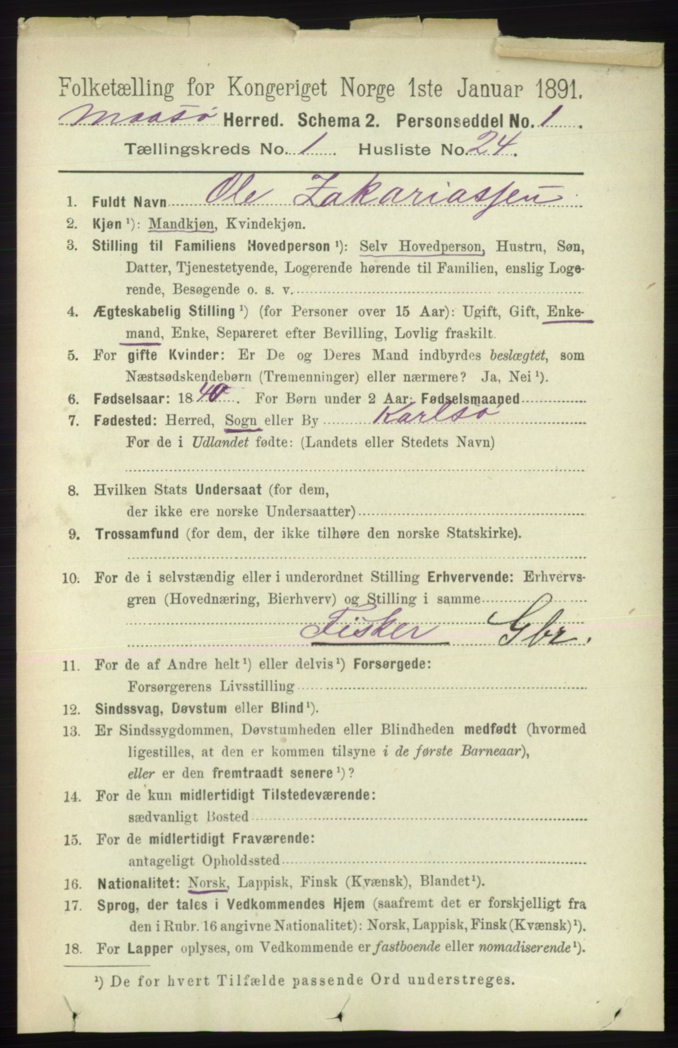 RA, 1891 census for 2018 Måsøy, 1891, p. 183