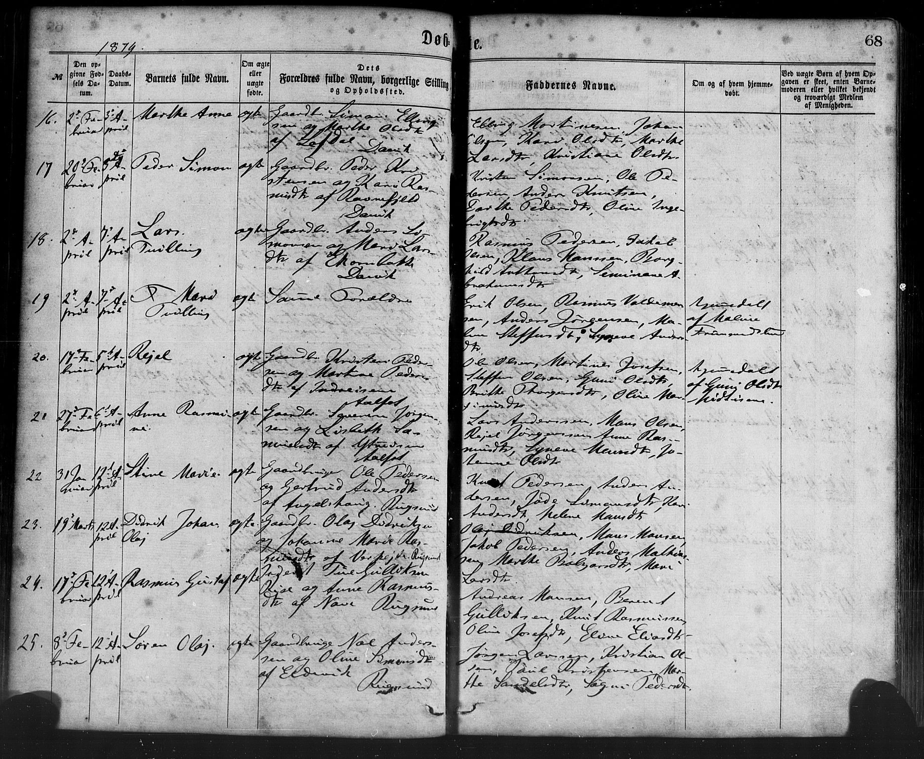 Davik sokneprestembete, AV/SAB-A-79701/H/Haa/Haaa/L0006: Parish register (official) no. A 6, 1867-1881, p. 68