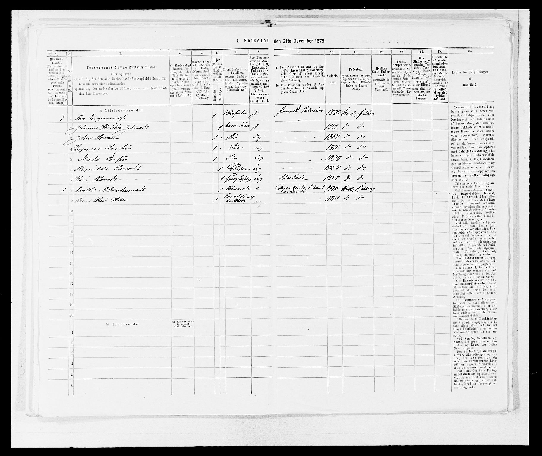 SAB, 1875 census for 1213P Fjelberg, 1875, p. 1139