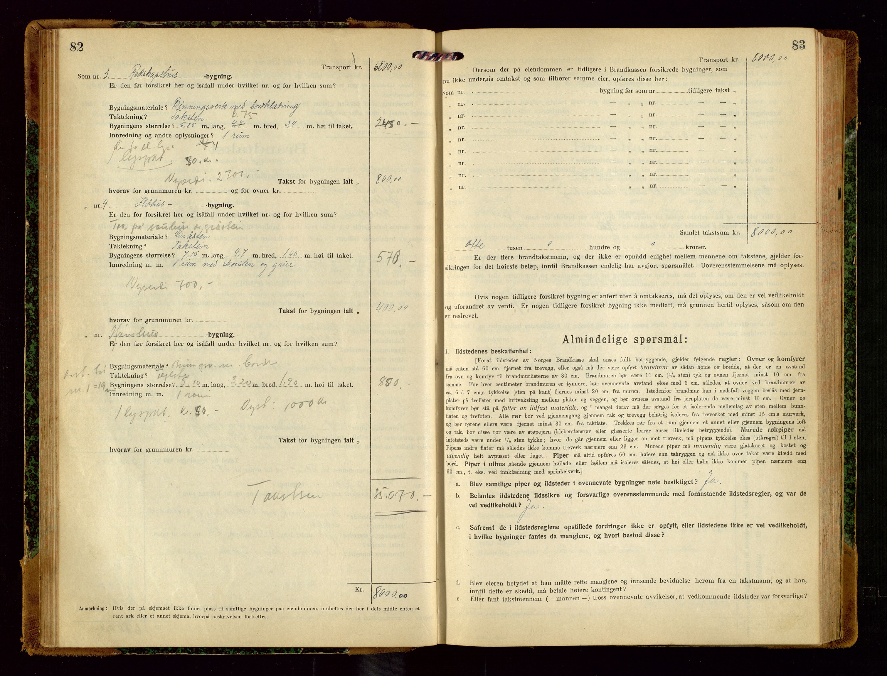 Helleland lensmannskontor, AV/SAST-A-100209/Gob/L0002: "Brandtakstprotokoll", 1921-1930, p. 82-83