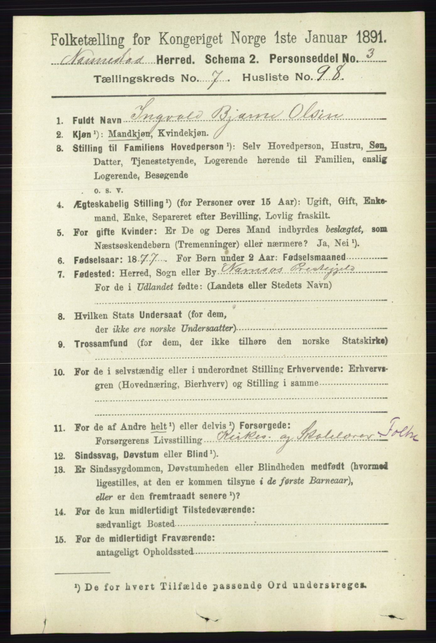 RA, 1891 census for 0238 Nannestad, 1891, p. 4322