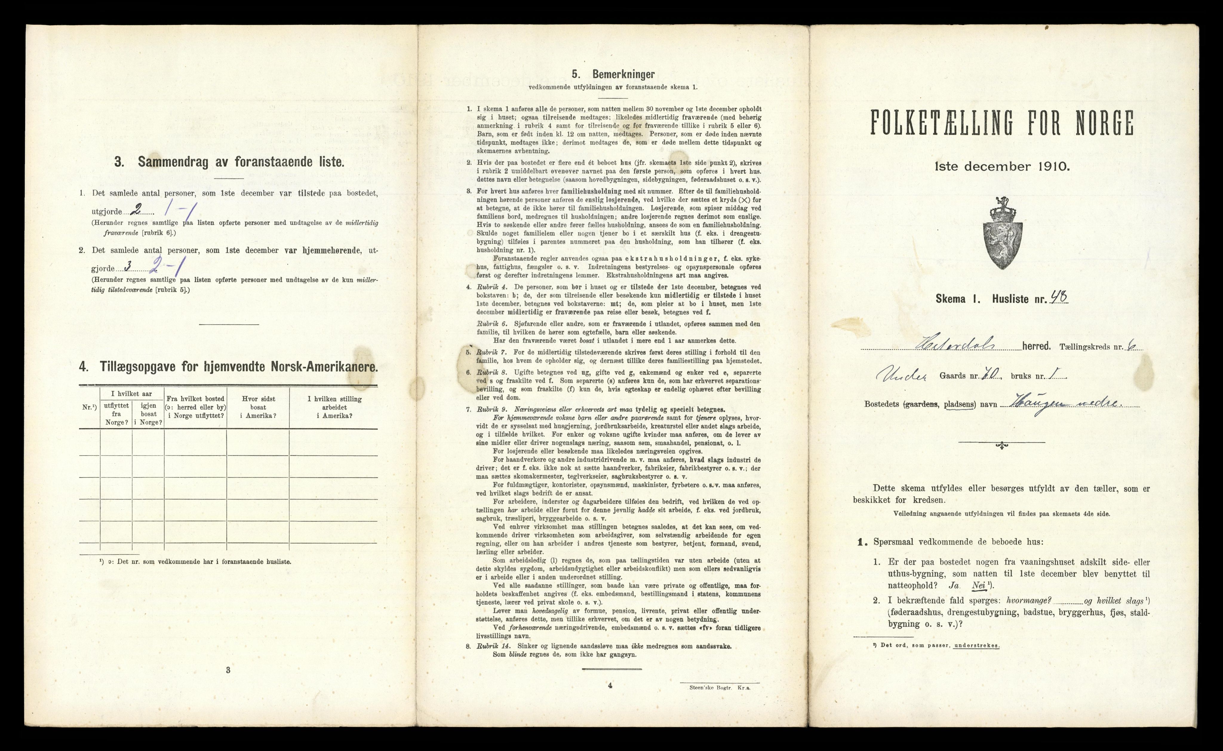 RA, 1910 census for Heddal, 1910, p. 1697