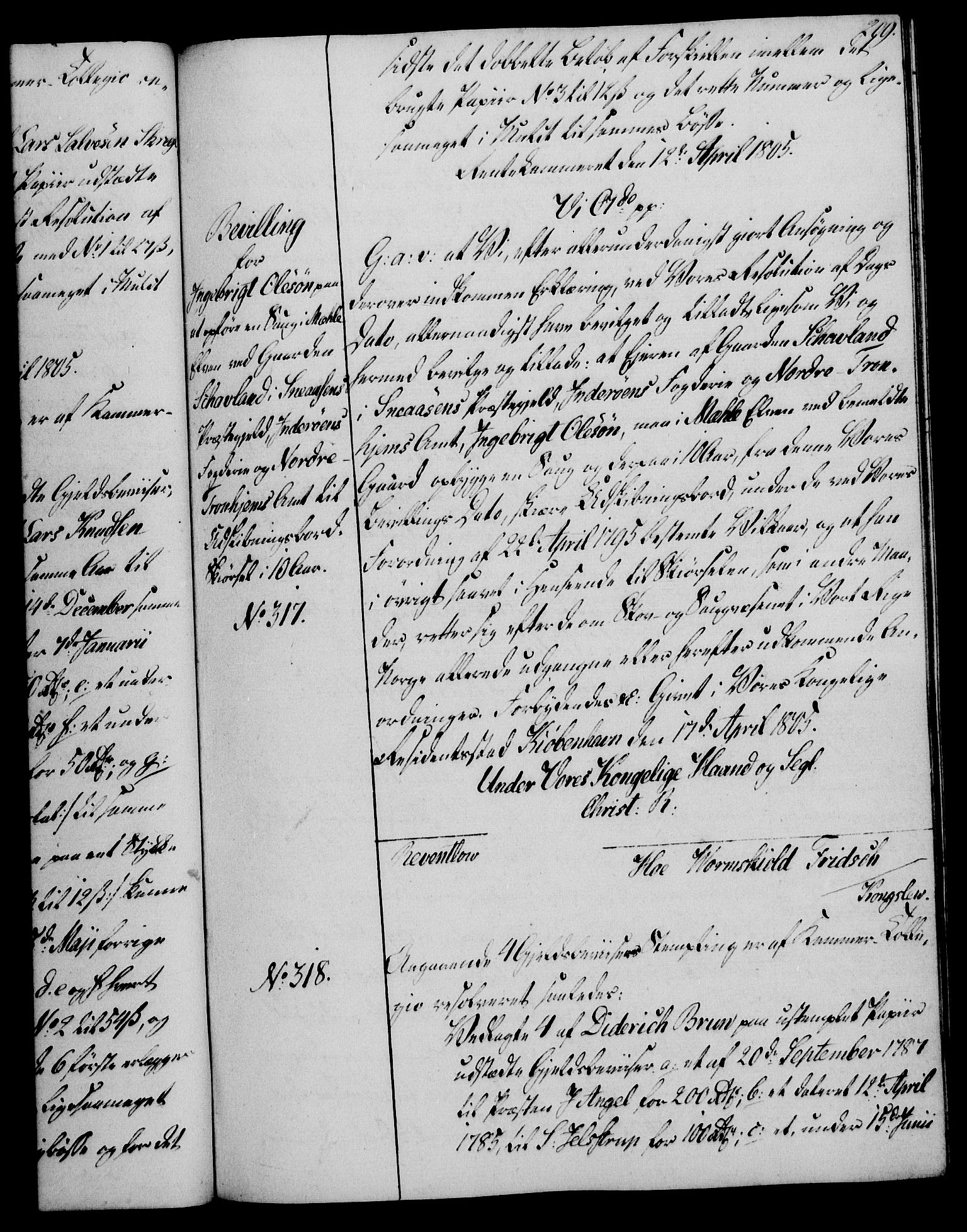 Rentekammeret, Kammerkanselliet, RA/EA-3111/G/Gg/Gga/L0018: Norsk ekspedisjonsprotokoll med register (merket RK 53.18), 1804-1806, p. 209