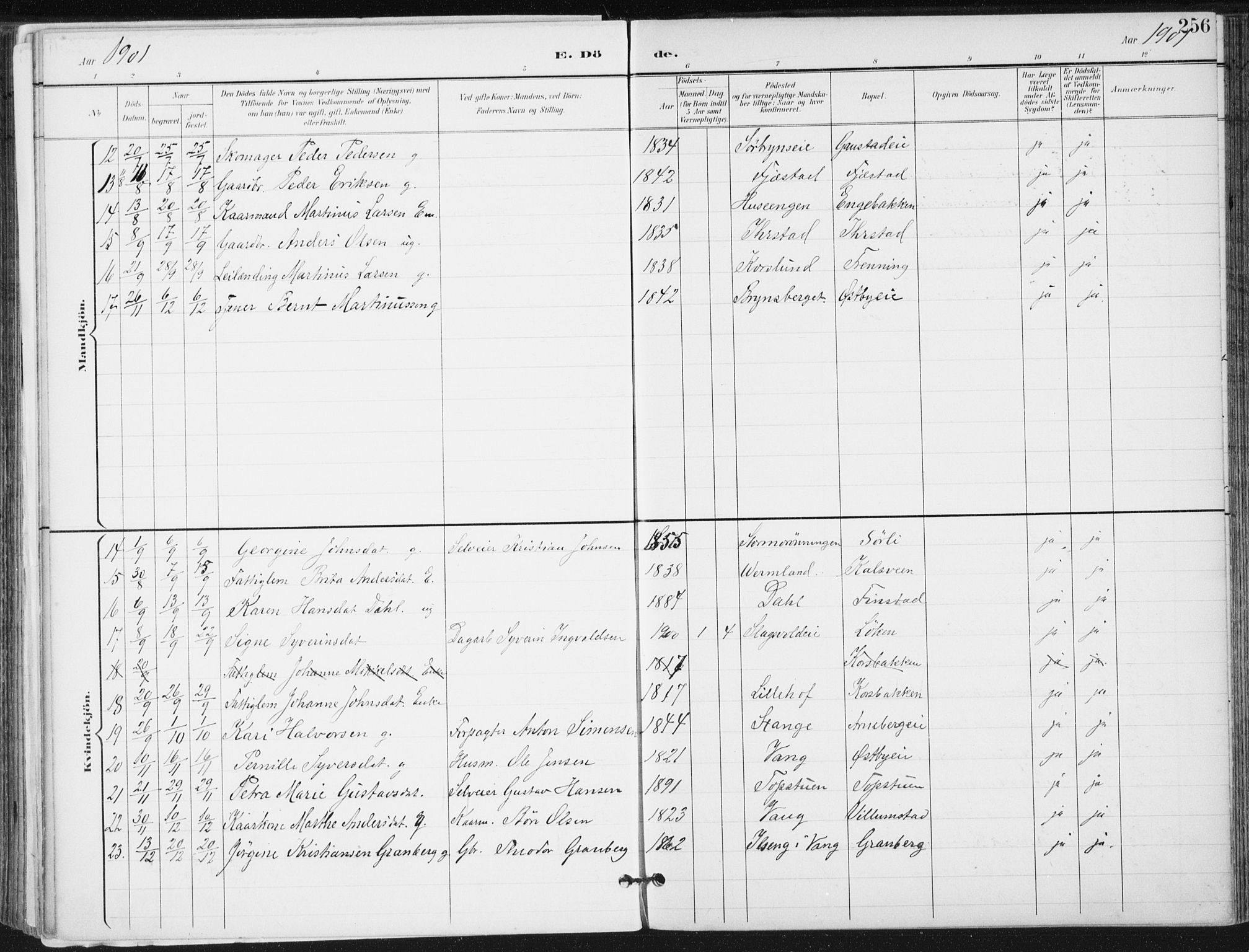 Romedal prestekontor, AV/SAH-PREST-004/K/L0011: Parish register (official) no. 11, 1896-1912, p. 256