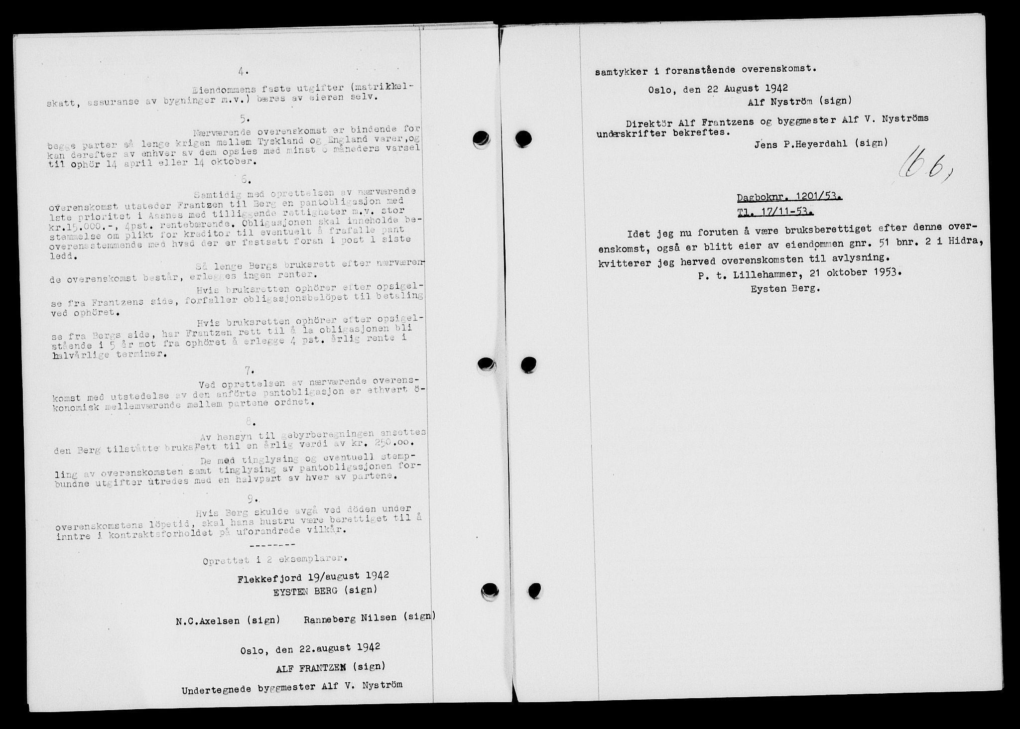 Flekkefjord sorenskriveri, SAK/1221-0001/G/Gb/Gba/L0057: Mortgage book no. A-5, 1941-1942, Diary no: : 613/1942
