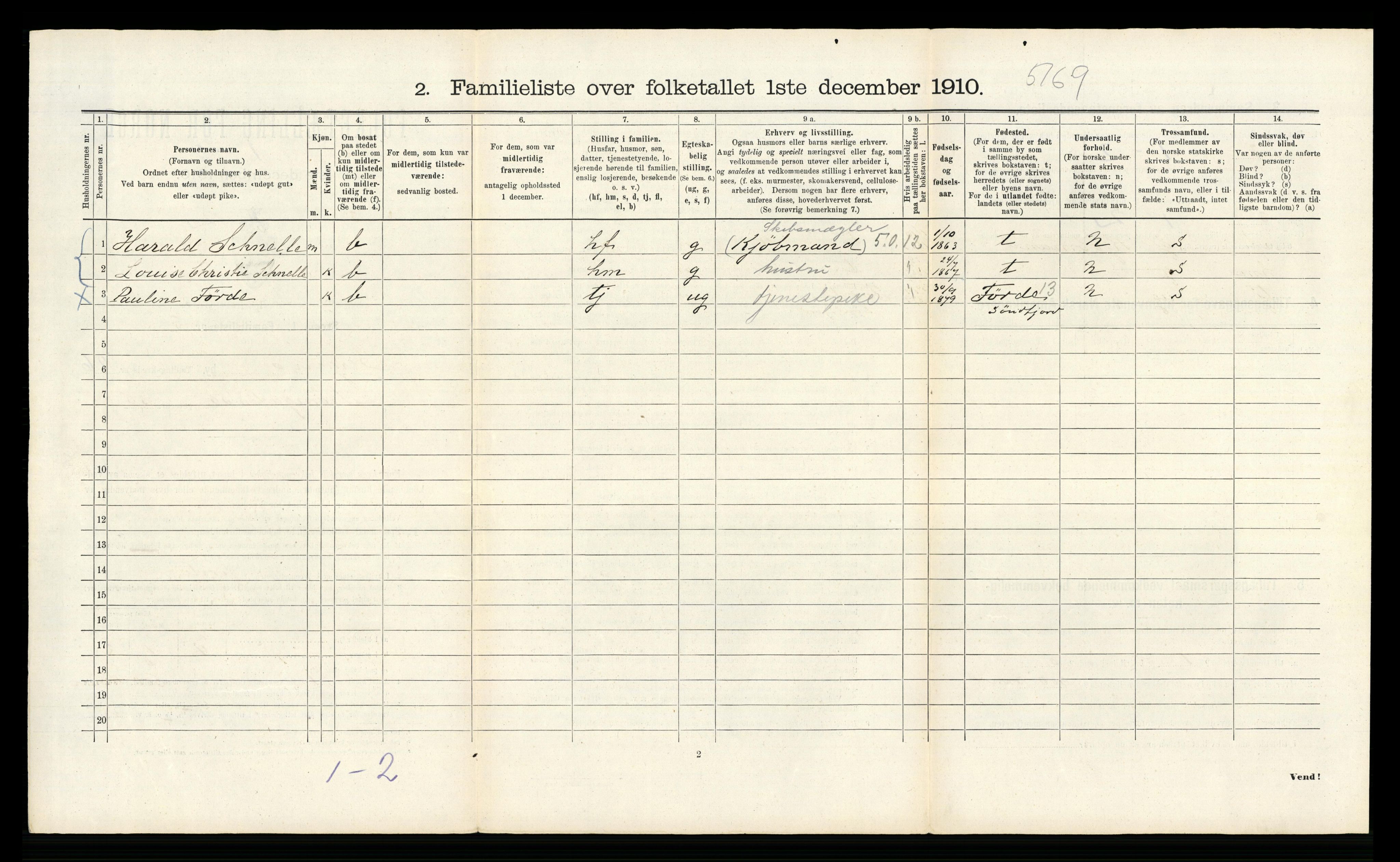 RA, 1910 census for Bergen, 1910, p. 8652