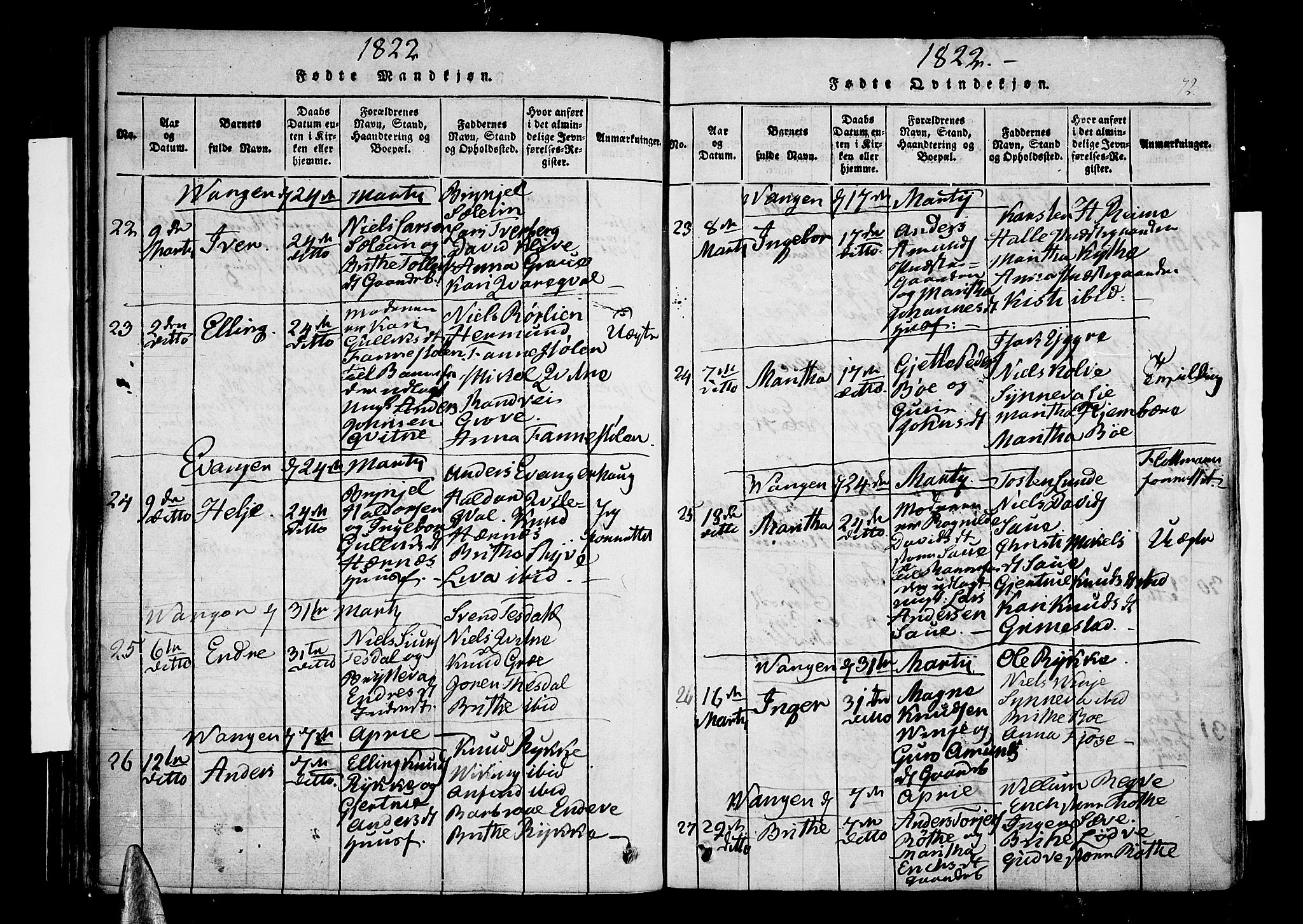 Voss sokneprestembete, AV/SAB-A-79001/H/Haa: Parish register (official) no. A 11, 1816-1827, p. 72