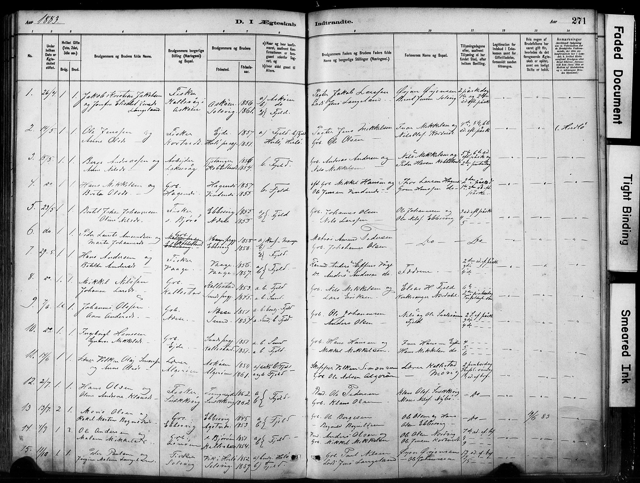 Fjell sokneprestembete, SAB/A-75301/H/Hab: Parish register (copy) no. A 4, 1880-1899, p. 271