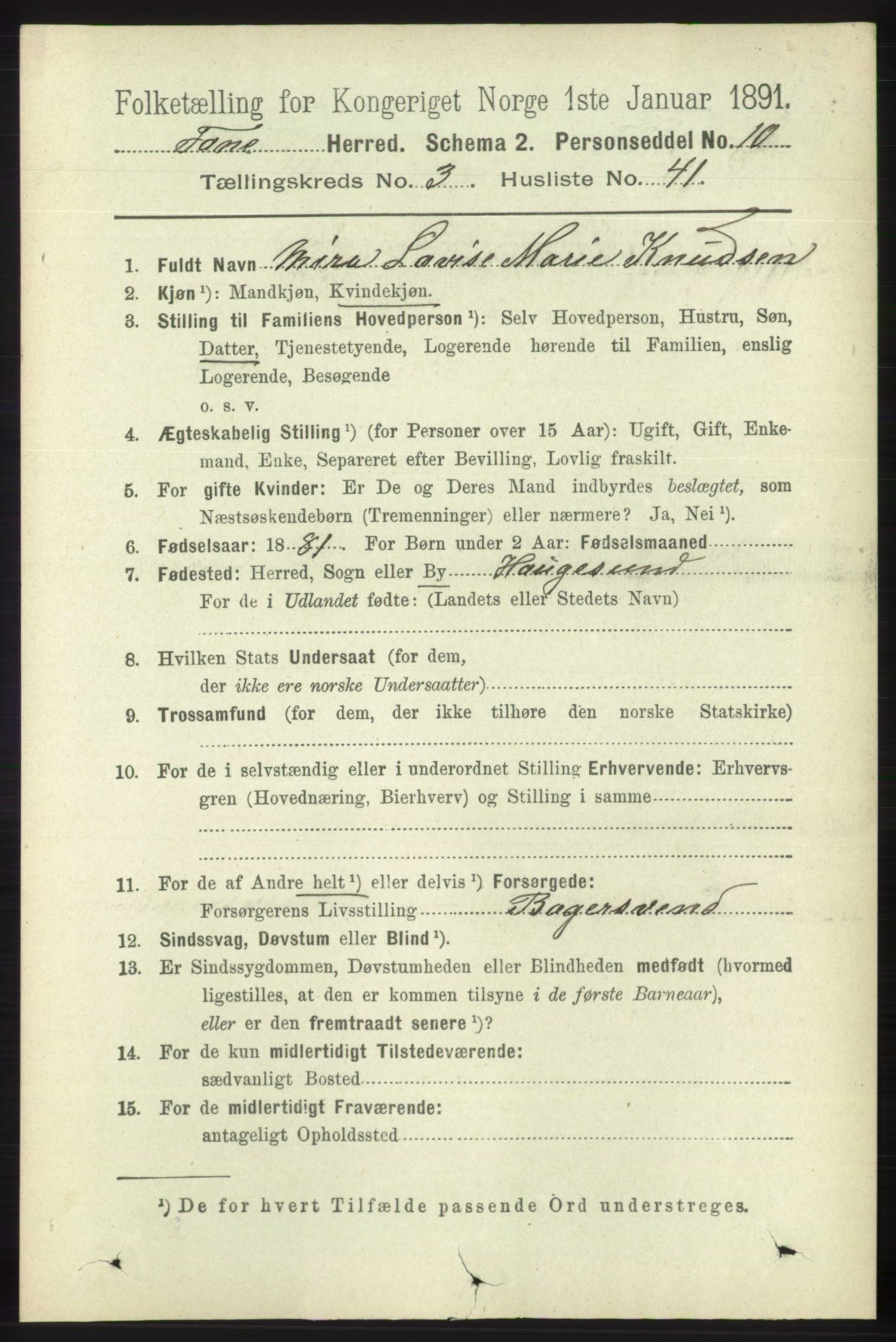 RA, 1891 census for 1249 Fana, 1891, p. 1253