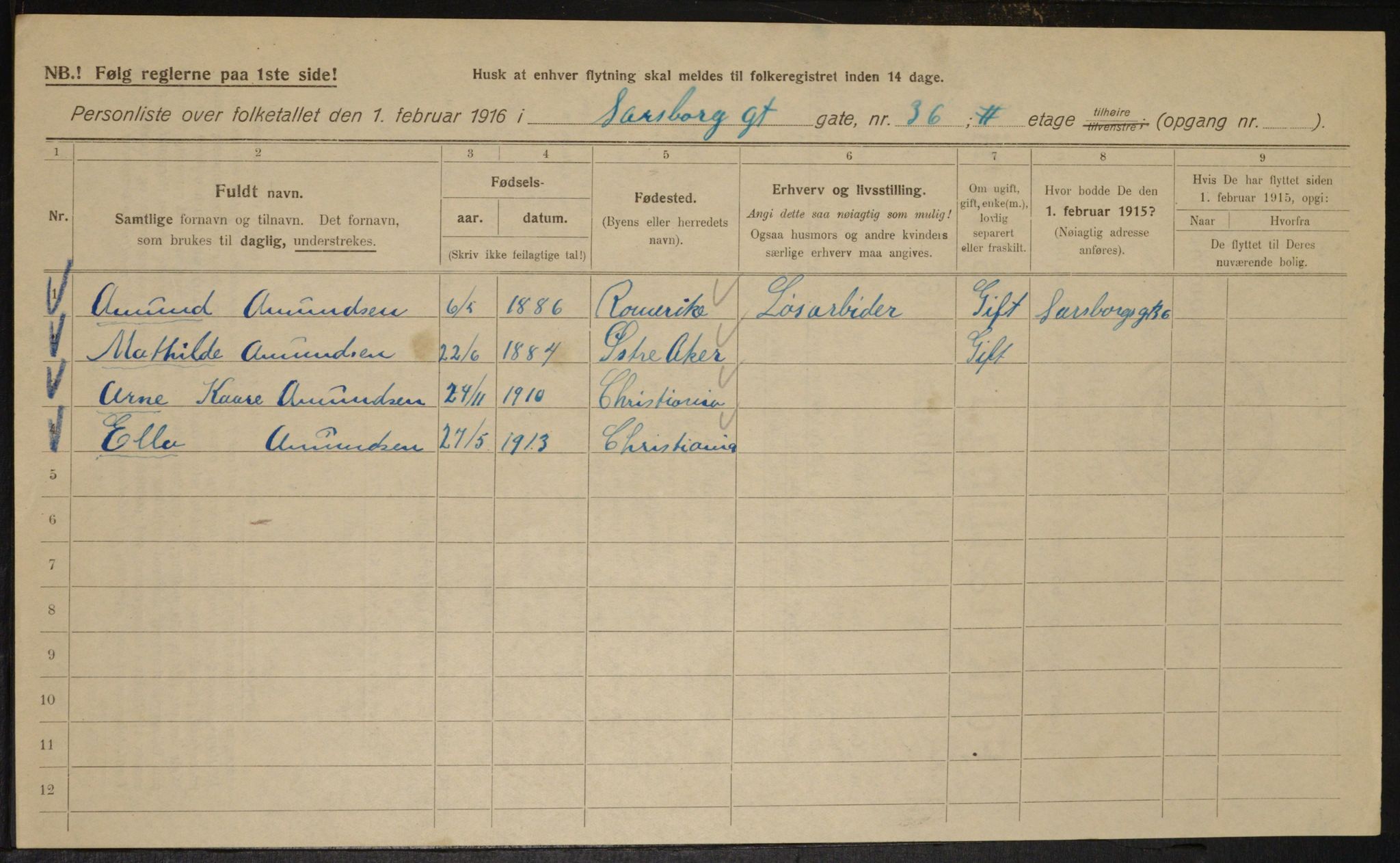 OBA, Municipal Census 1916 for Kristiania, 1916, p. 91401