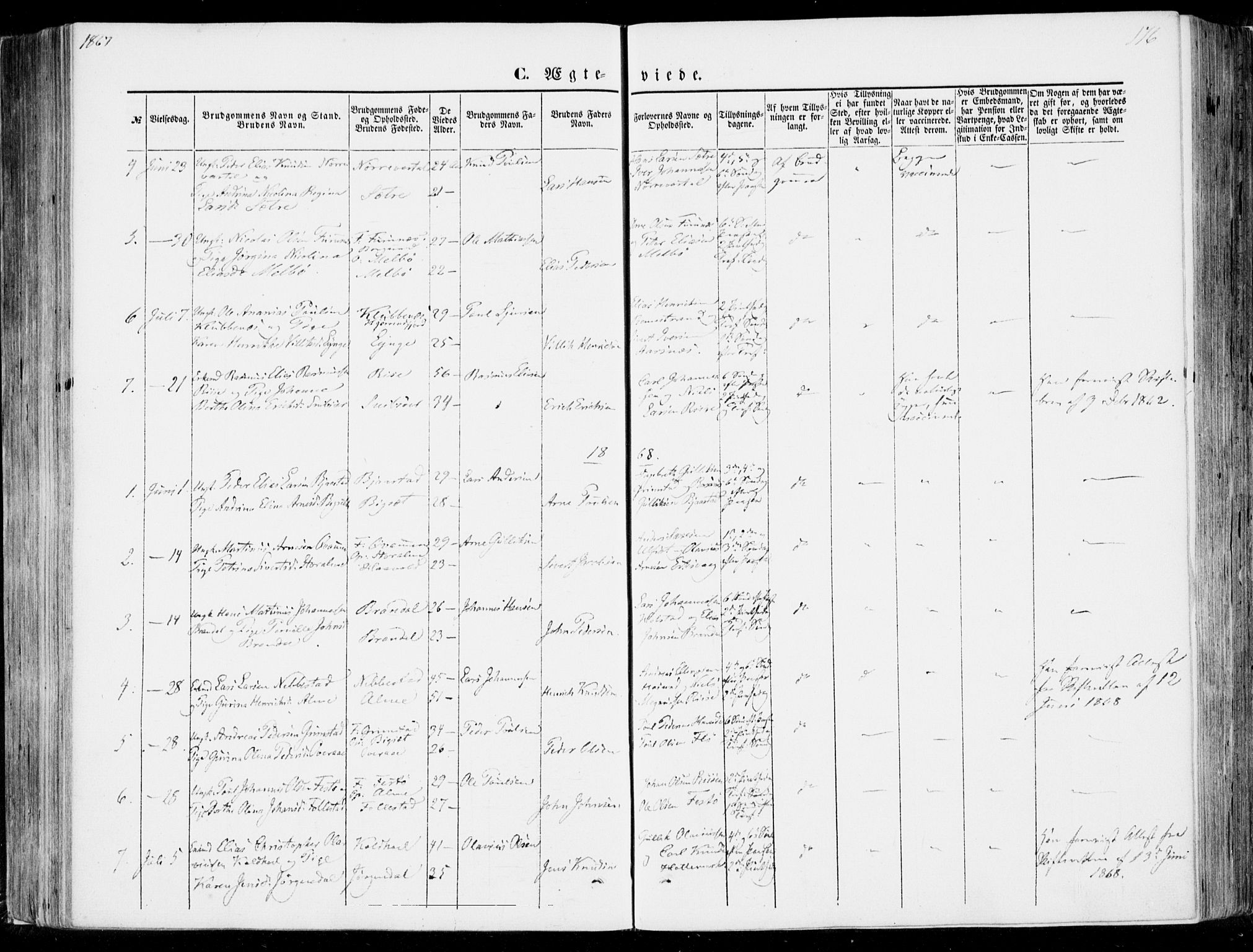 Ministerialprotokoller, klokkerbøker og fødselsregistre - Møre og Romsdal, SAT/A-1454/510/L0121: Parish register (official) no. 510A01, 1848-1877, p. 176