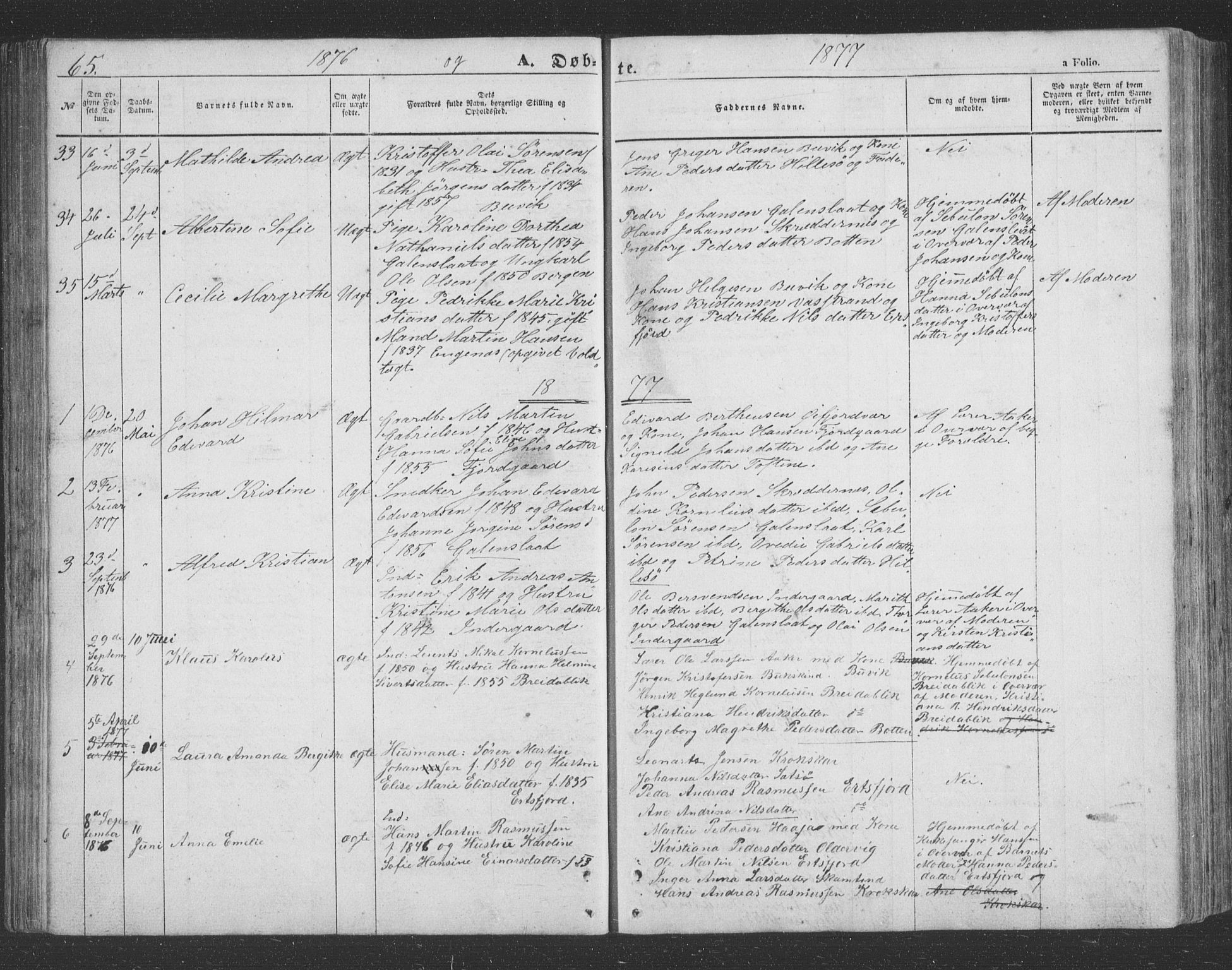 Lenvik sokneprestembete, SATØ/S-1310/H/Ha/Hab/L0020klokker: Parish register (copy) no. 20, 1855-1883, p. 65