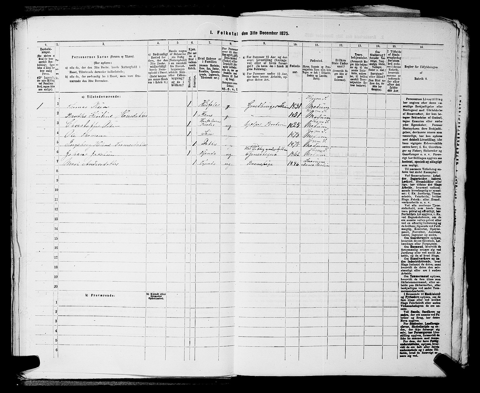 SAKO, 1875 census for 0623P Modum, 1875, p. 1145