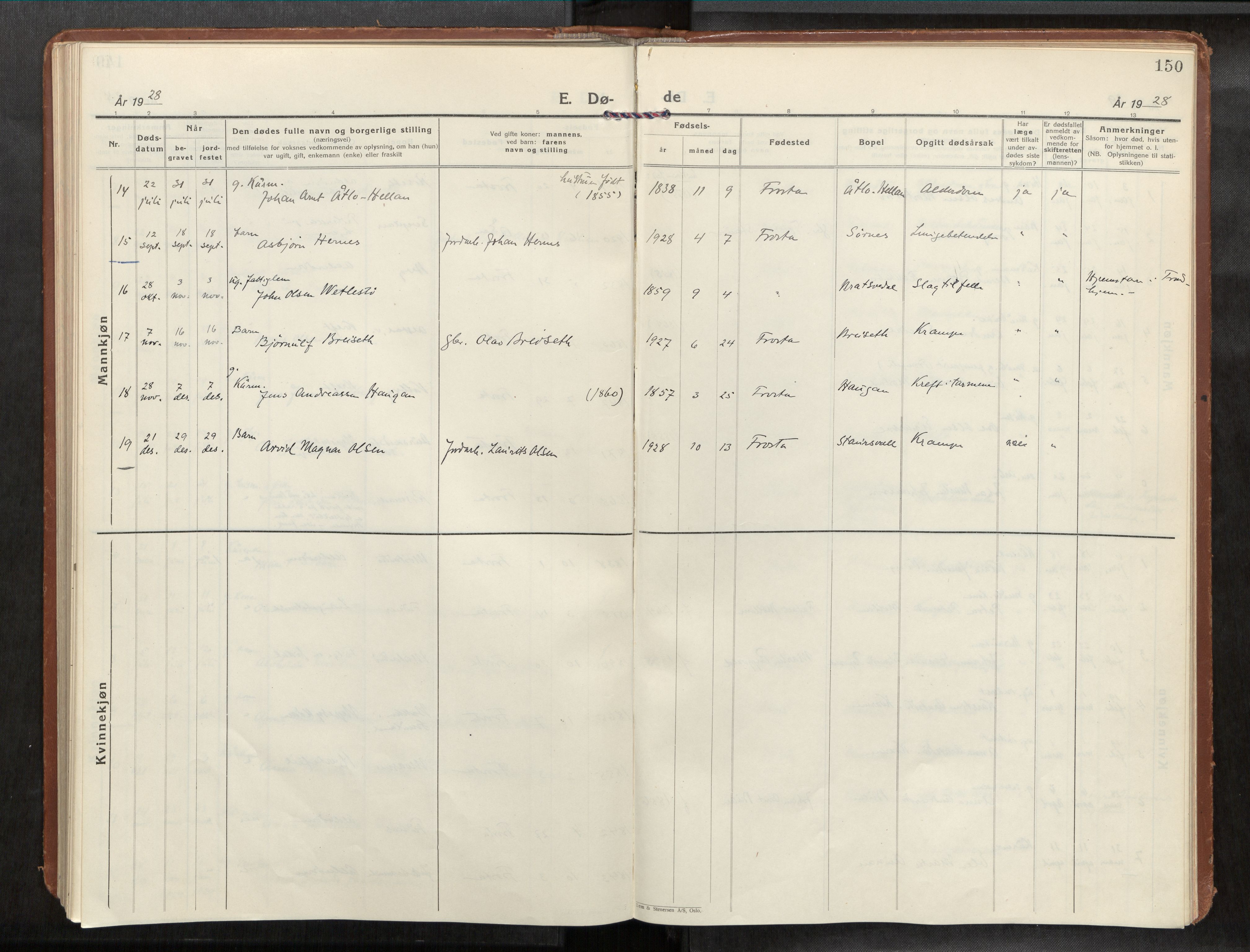 Frosta sokneprestkontor, AV/SAT-A-4380/2/H/Haa/L0001: Parish register (official) no. 1, 1926-1934, p. 150