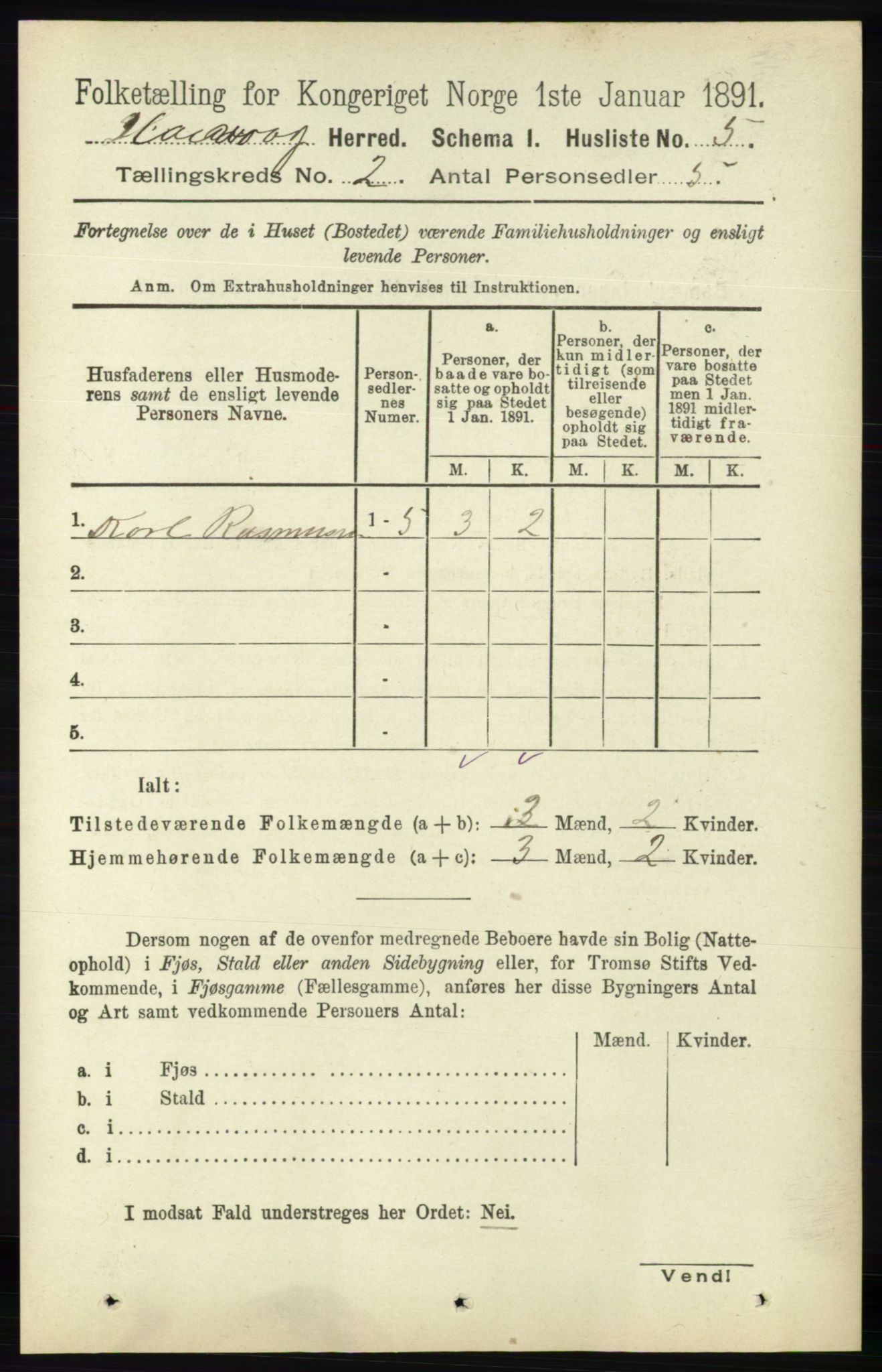 RA, 1891 census for 0927 Høvåg, 1891, p. 469