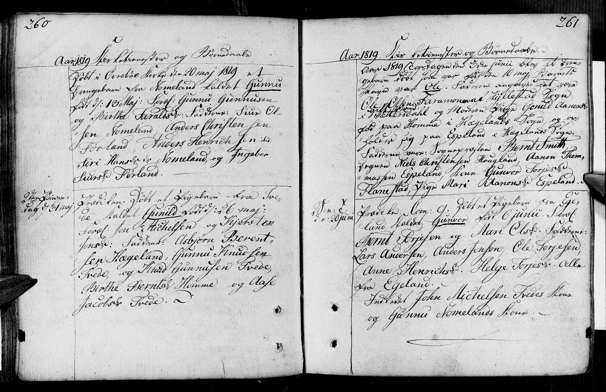 Vennesla sokneprestkontor, AV/SAK-1111-0045/Fa/Faa/L0002: Parish register (official) no. A 2, 1785-1834, p. 260-261