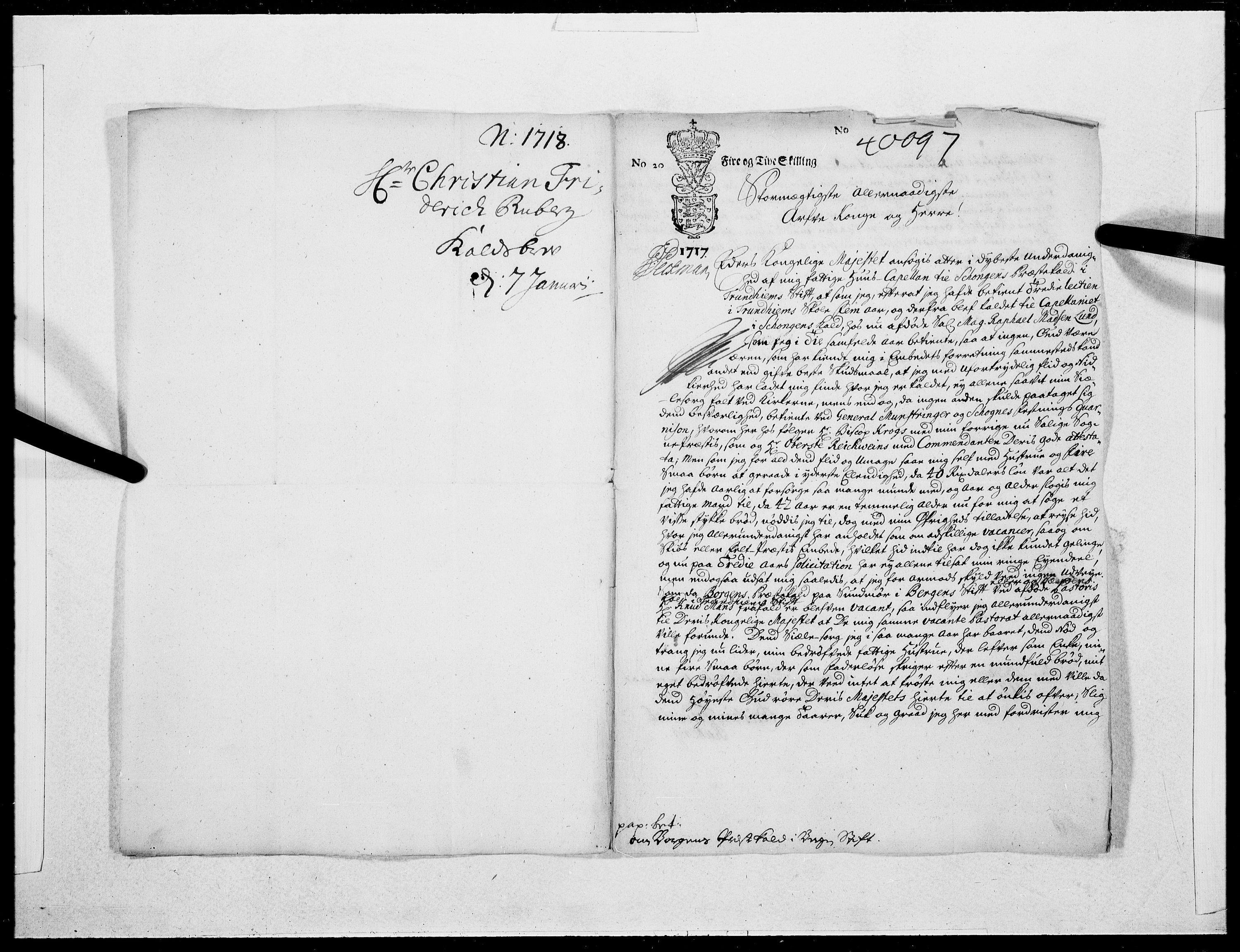 Danske Kanselli 1572-1799, RA/EA-3023/F/Fc/Fcc/Fcca/L0082: Norske innlegg 1572-1799, 1718, p. 2