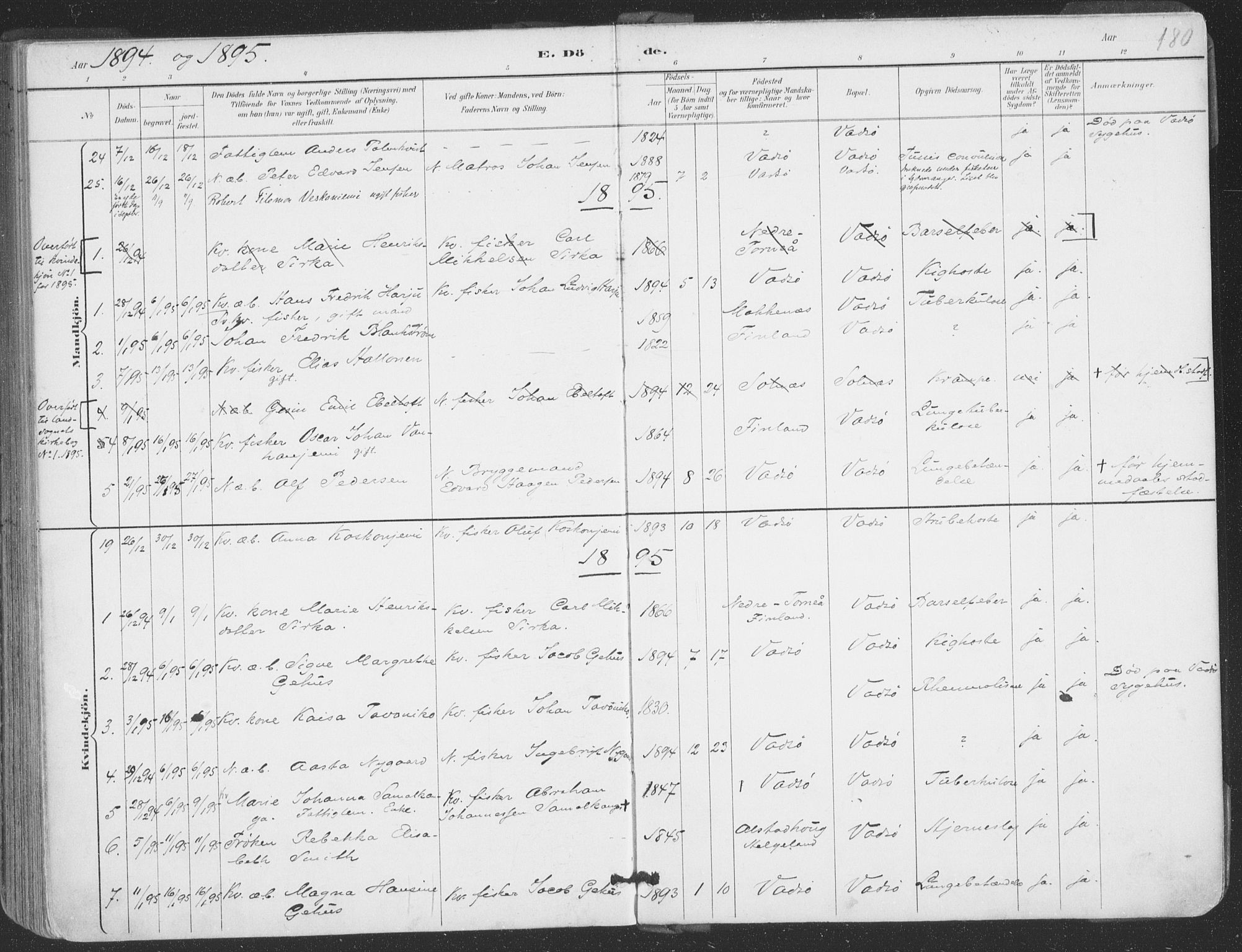 Vadsø sokneprestkontor, SATØ/S-1325/H/Ha/L0006kirke: Parish register (official) no. 6, 1885-1895, p. 180