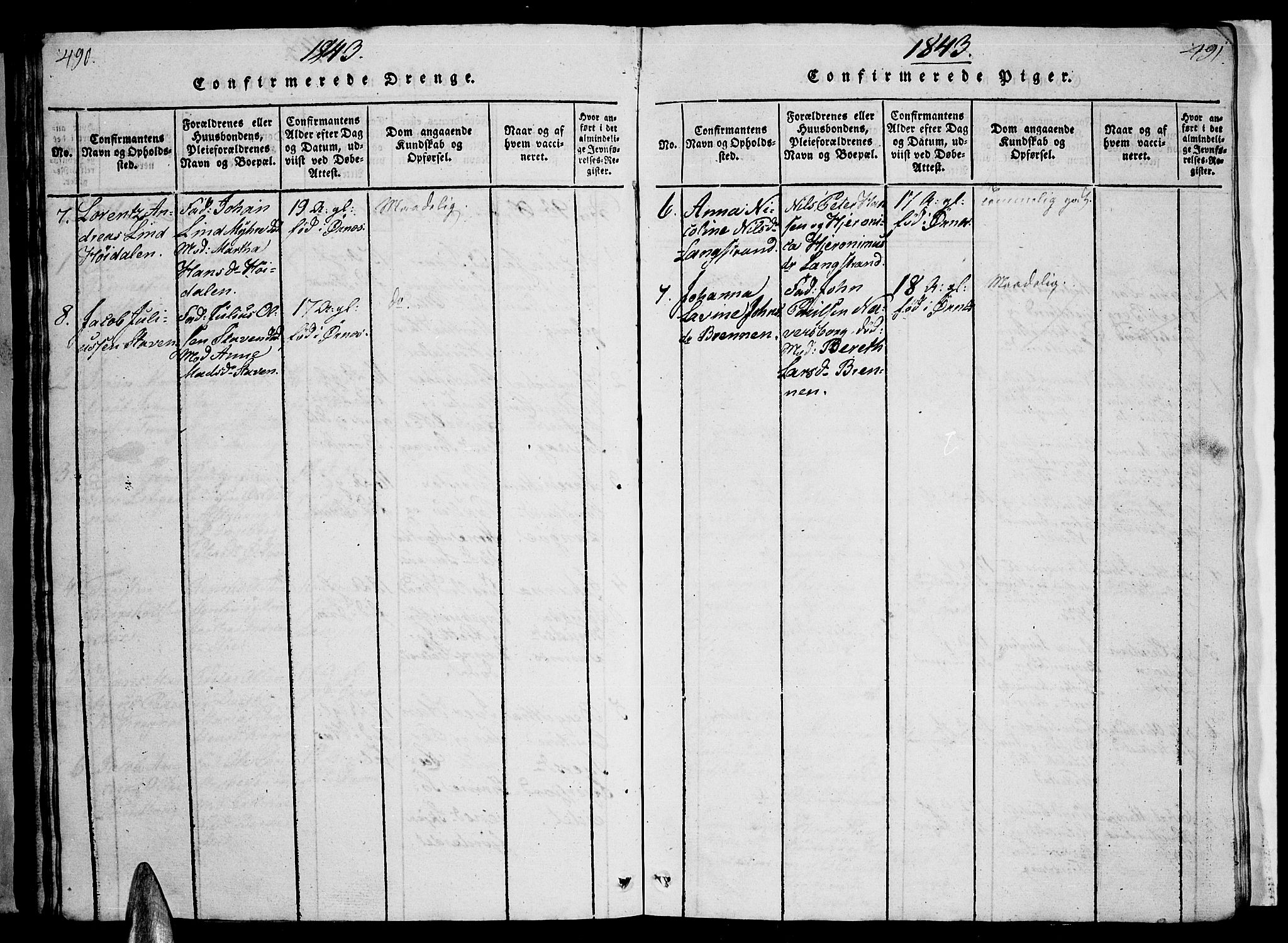 Ministerialprotokoller, klokkerbøker og fødselsregistre - Nordland, AV/SAT-A-1459/893/L1346: Parish register (copy) no. 893C01, 1820-1858, p. 490-491