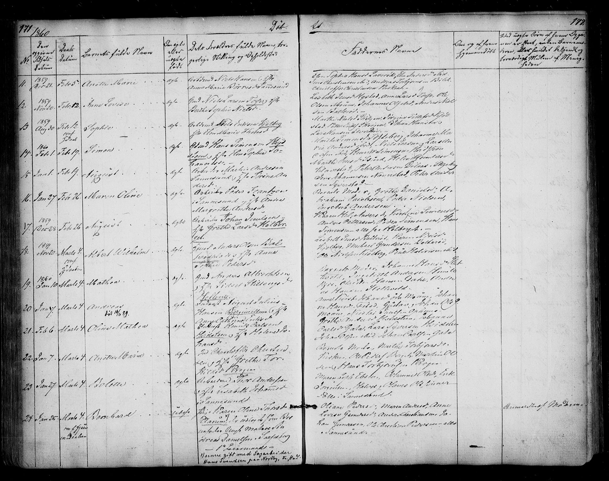 Borge prestekontor Kirkebøker, AV/SAO-A-10903/F/Fa/L0005: Parish register (official) no. I 5, 1848-1860, p. 171-172