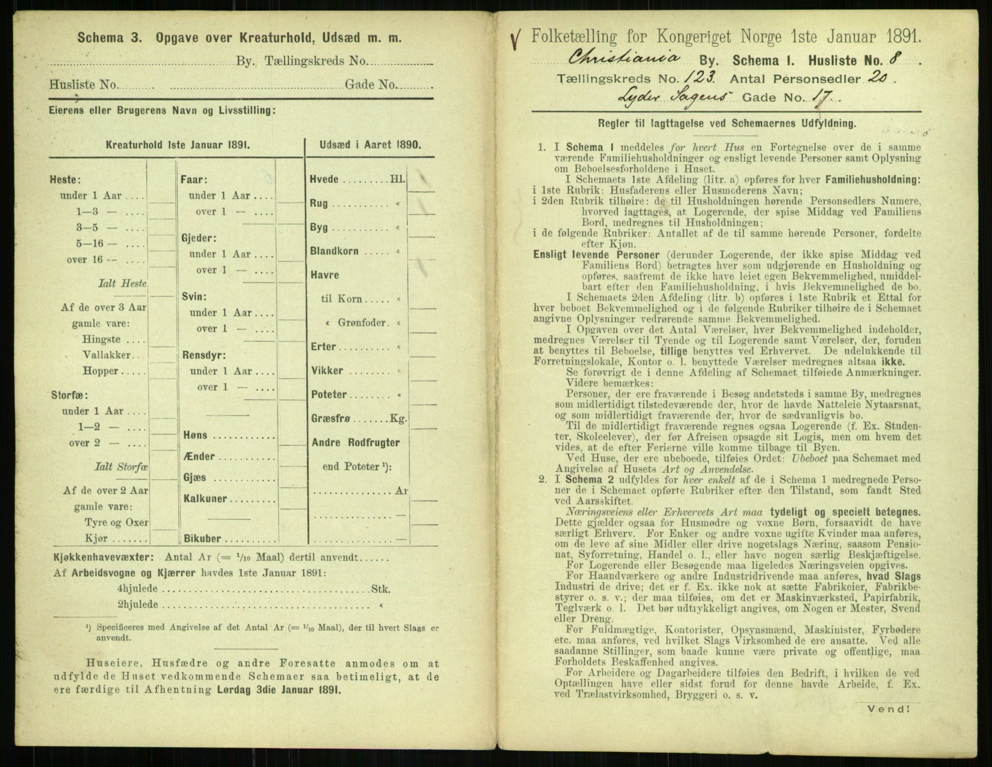 RA, 1891 census for 0301 Kristiania, 1891, p. 65101