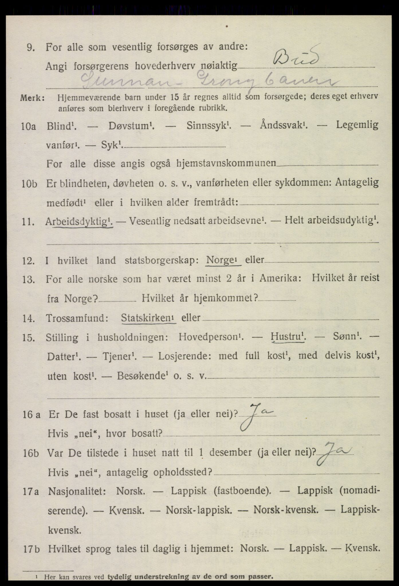 SAT, 1920 census for Ogndal, 1920, p. 2954