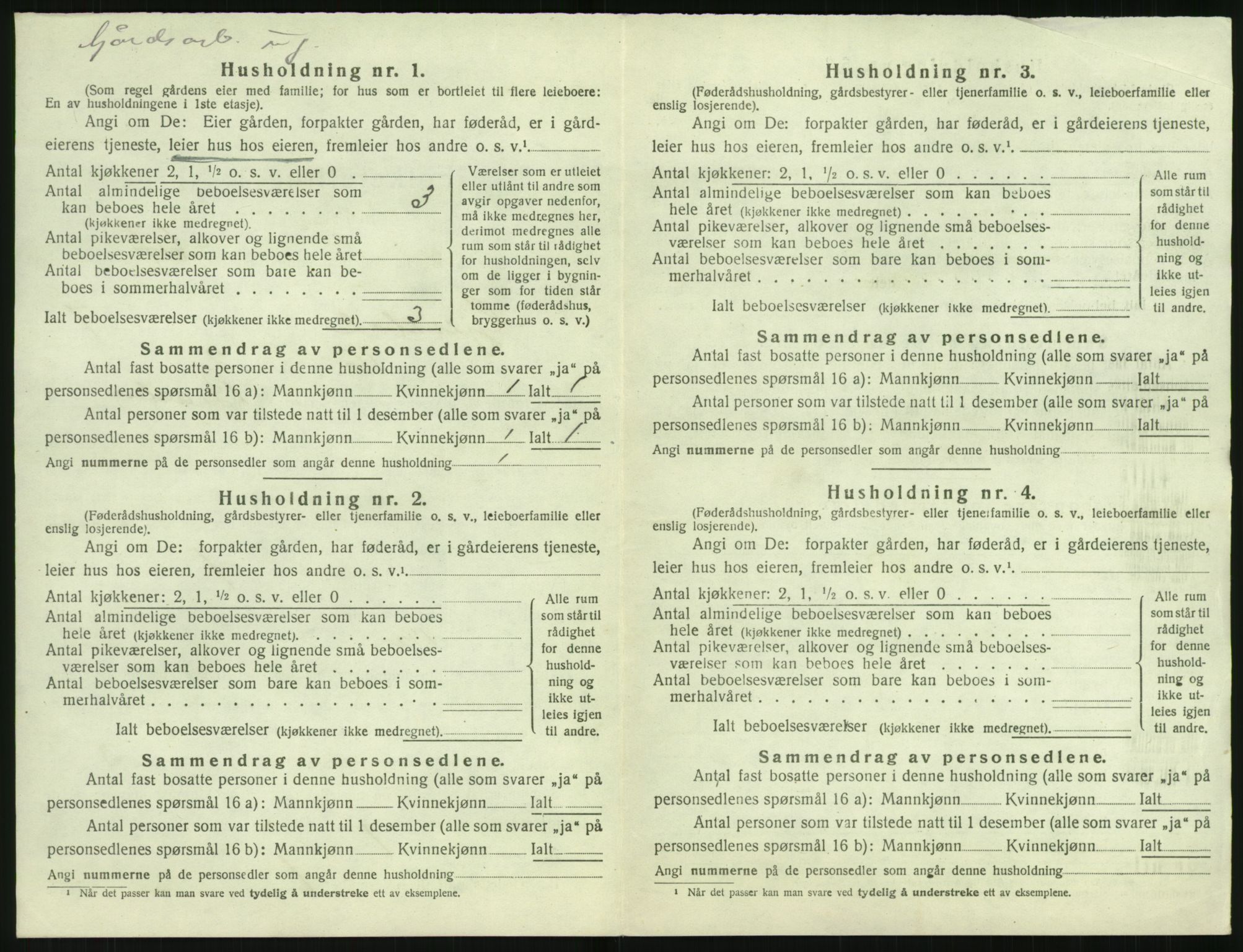 SAK, 1920 census for Gjerstad, 1920, p. 816