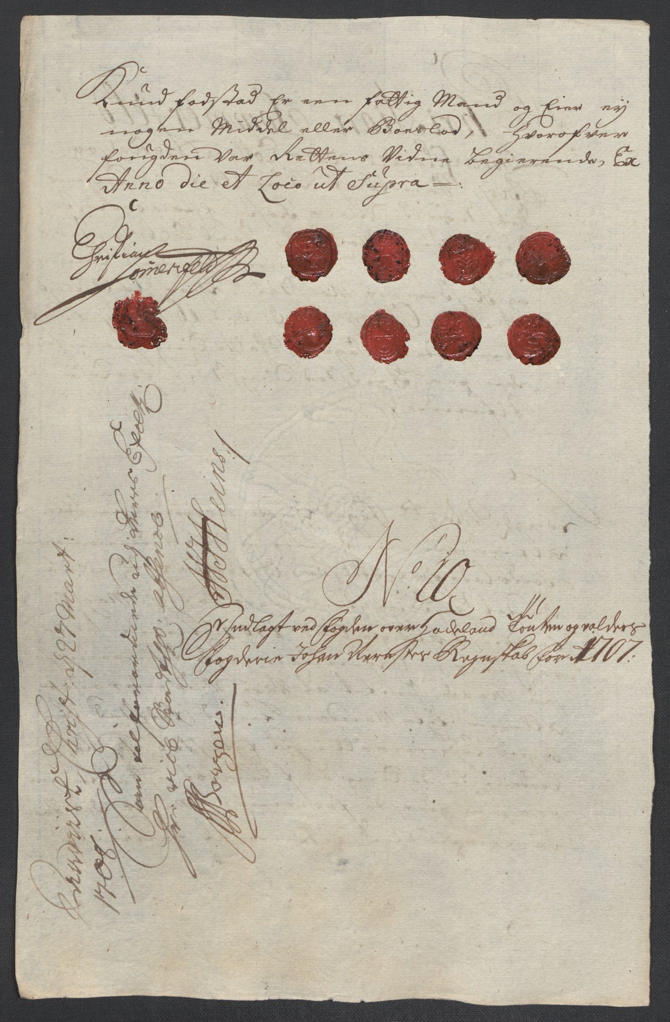 Rentekammeret inntil 1814, Reviderte regnskaper, Fogderegnskap, AV/RA-EA-4092/R18/L1305: Fogderegnskap Hadeland, Toten og Valdres, 1707-1708, p. 41