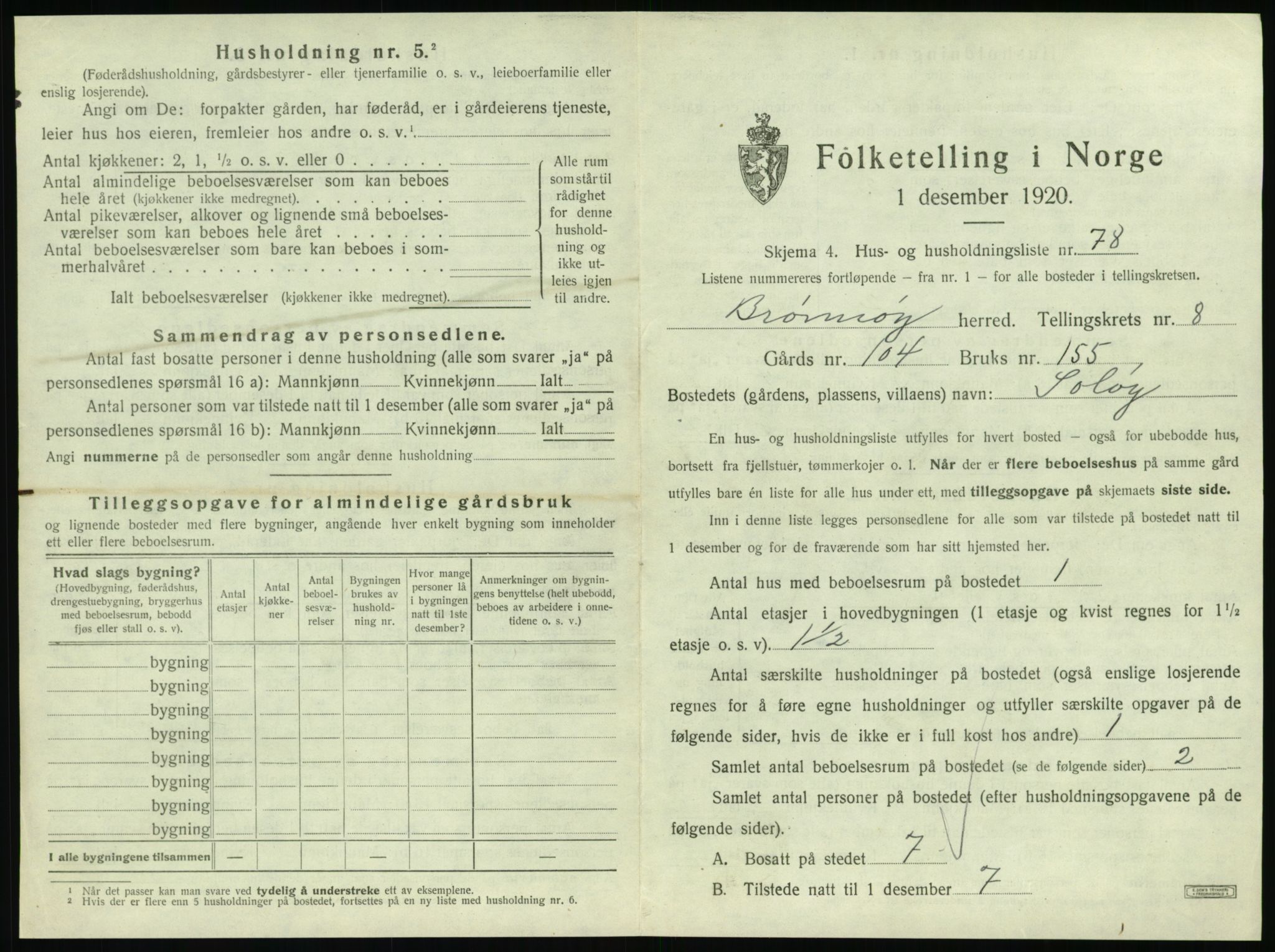 SAT, 1920 census for Brønnøy, 1920, p. 892