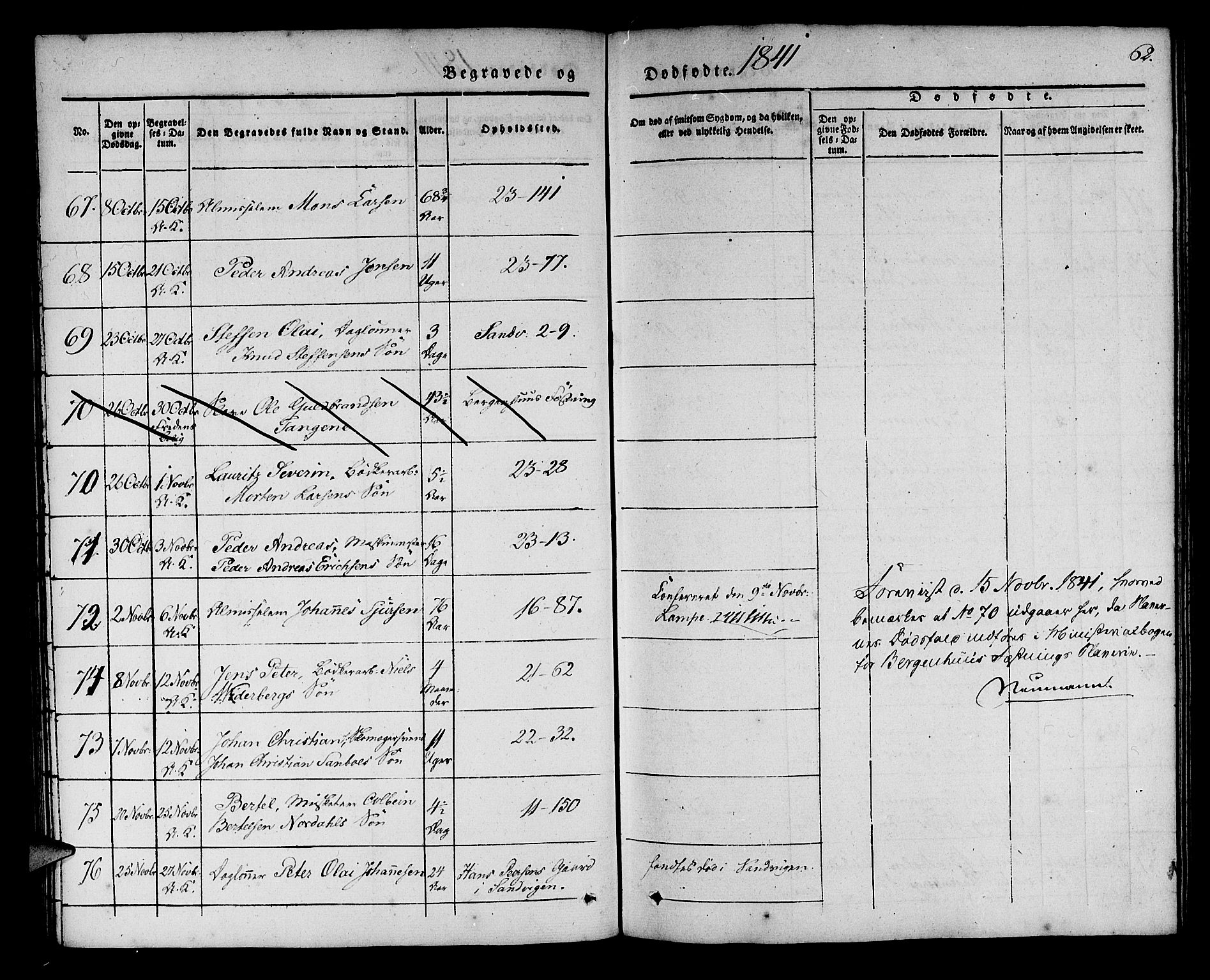 Korskirken sokneprestembete, AV/SAB-A-76101/H/Haa/L0043: Parish register (official) no. E 1, 1834-1848, p. 62