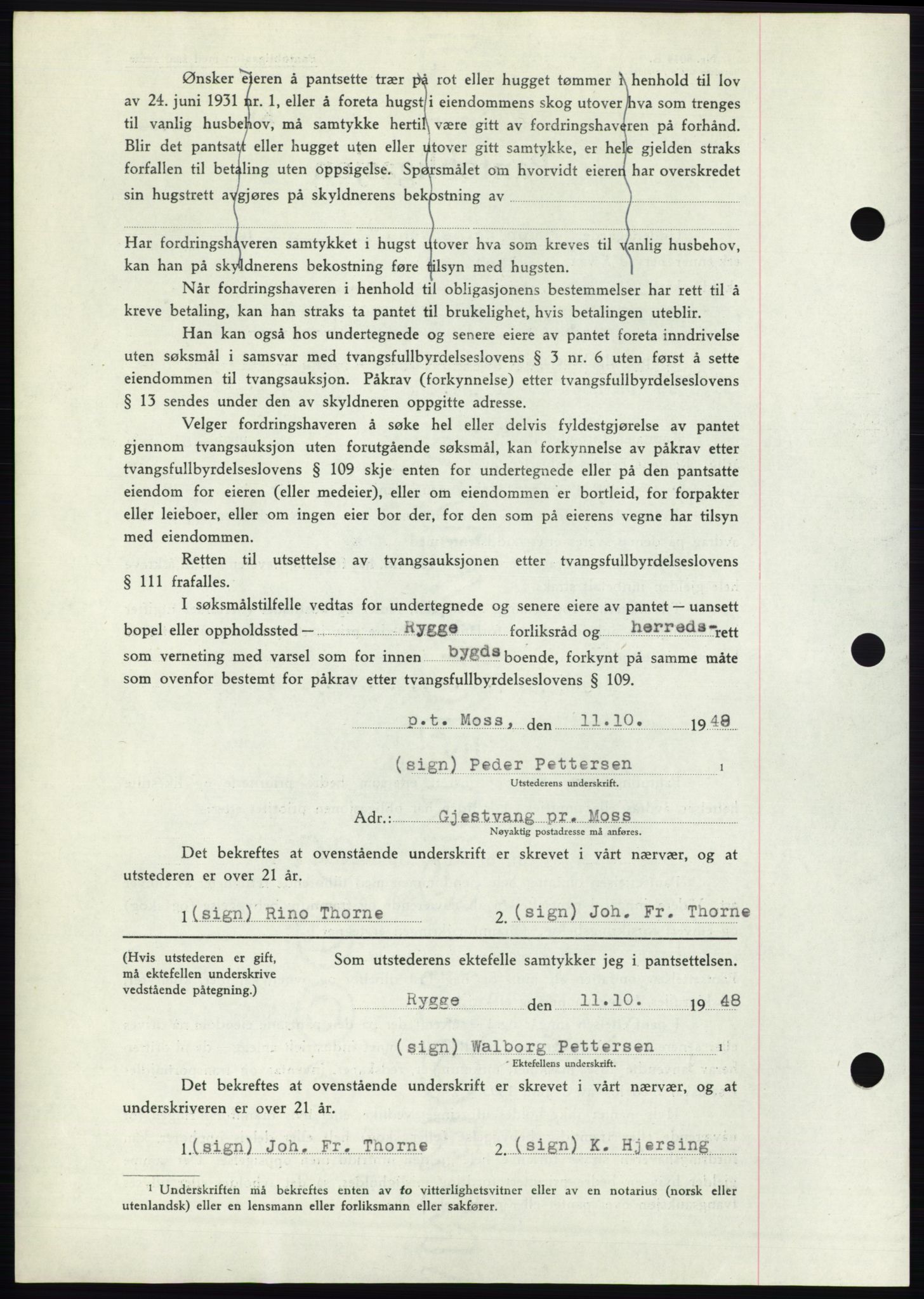 Moss sorenskriveri, AV/SAO-A-10168: Mortgage book no. B20, 1948-1948, Diary no: : 2622/1948