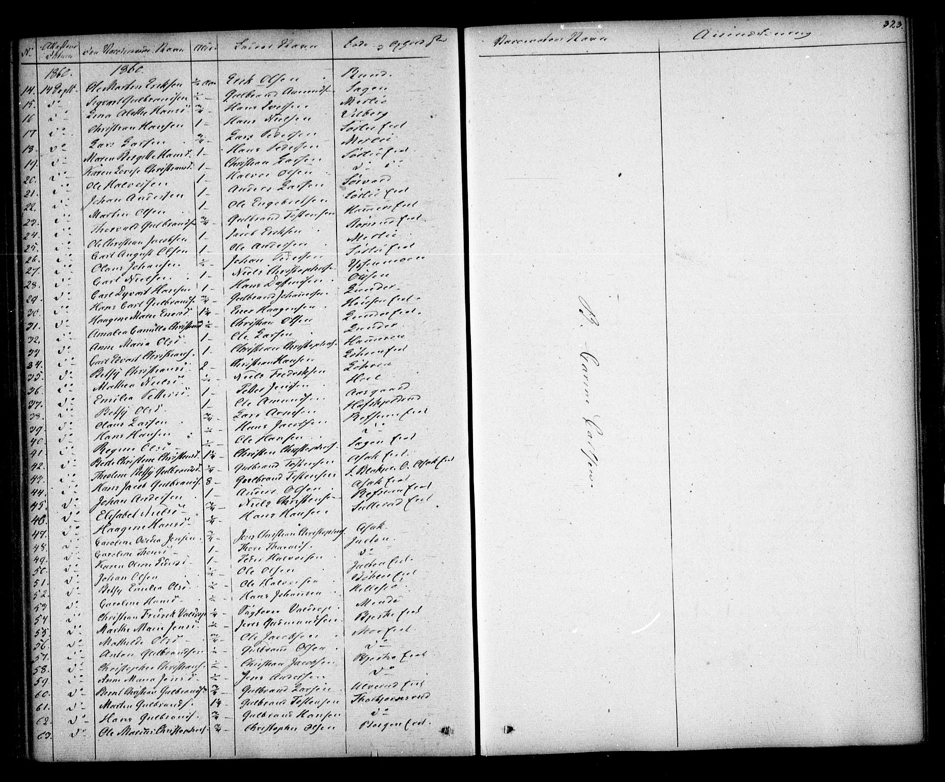 Sørum prestekontor Kirkebøker, AV/SAO-A-10303/F/Fa/L0005: Parish register (official) no. I 5, 1846-1863, p. 323