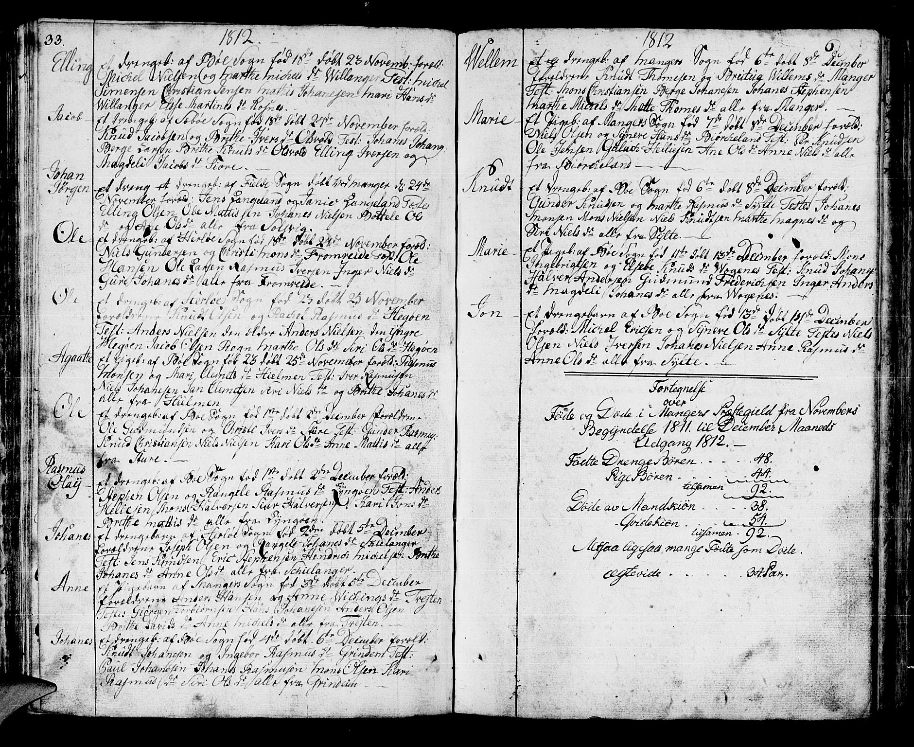 Manger sokneprestembete, AV/SAB-A-76801/H/Haa: Parish register (official) no. A 2, 1792-1815, p. 129